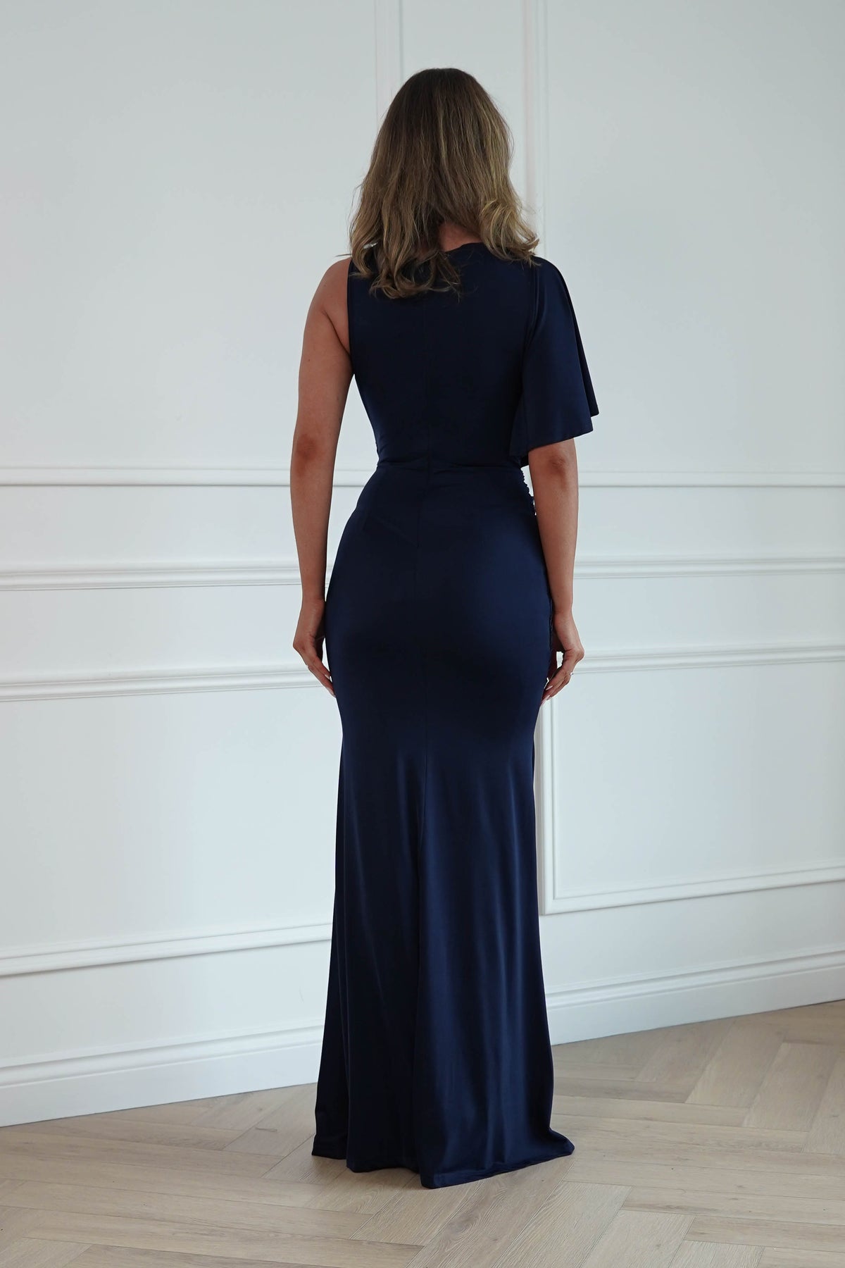 Oh Hello Clothing Women > Clothing > Dresses * DONE - MANIJU | MM24618|NAVY ONE SHOULDER DRESS