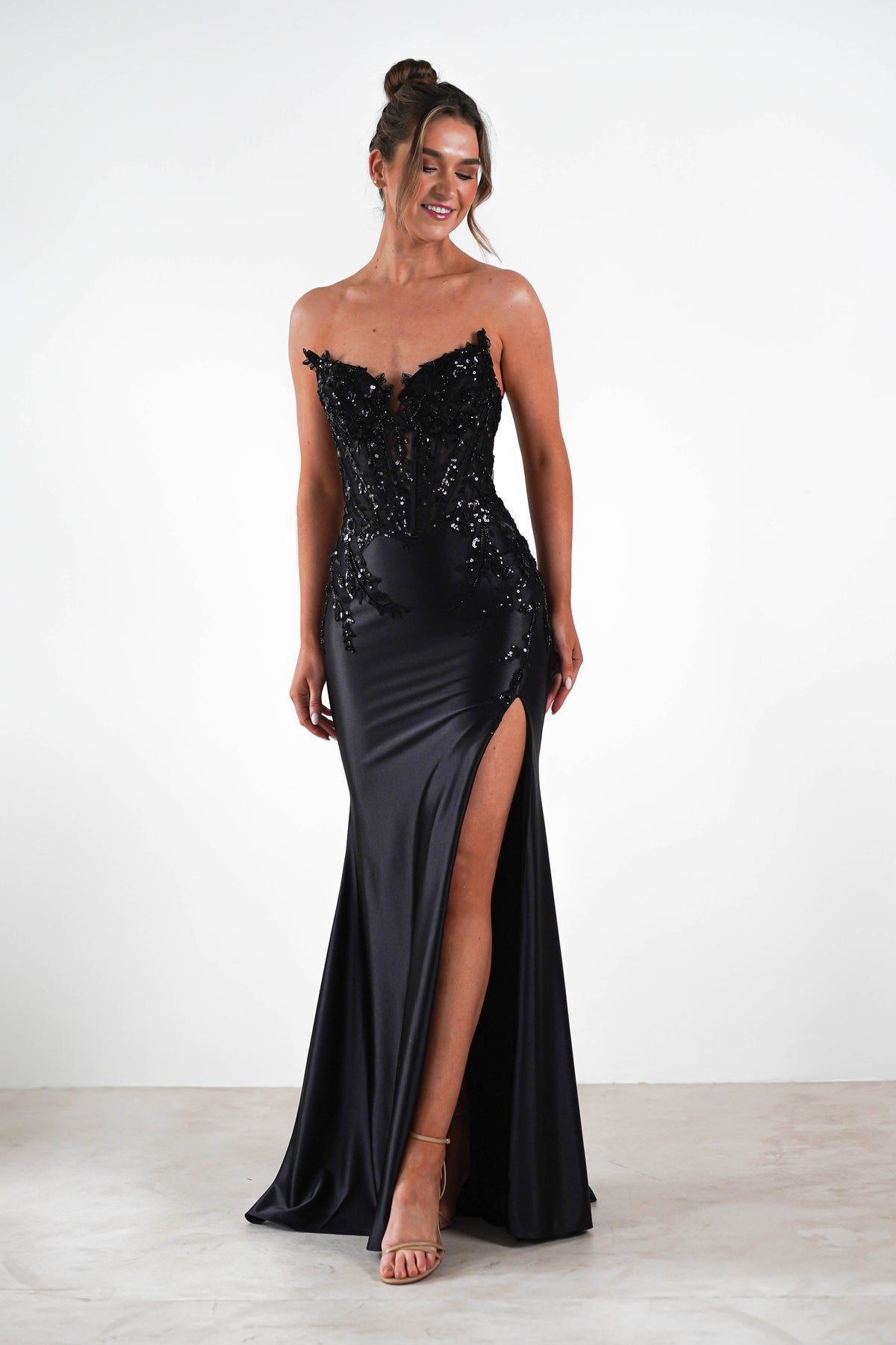 Dallas Luxe Embellished Gown | Black-Oh Hello Clothing