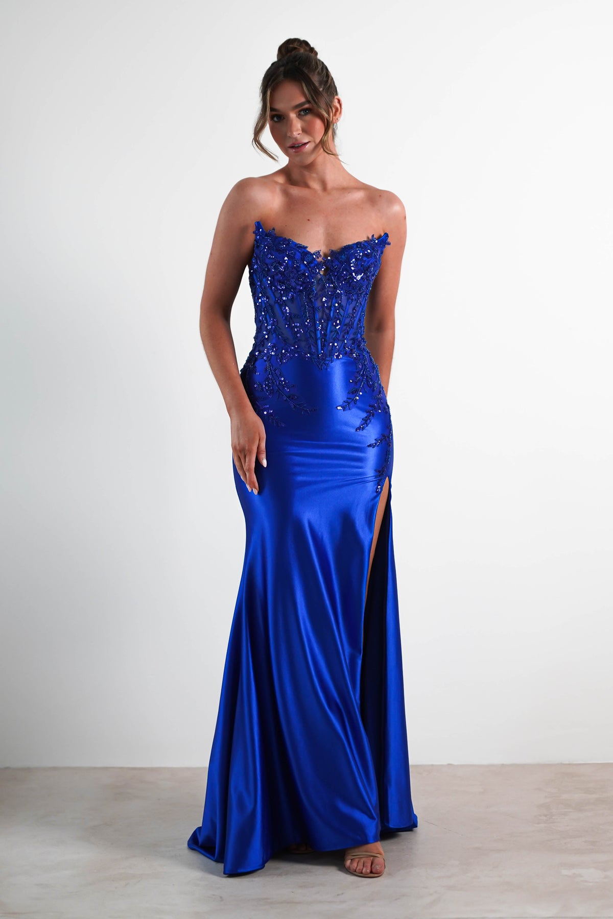 Dallas Luxe Embellished Gown | Royal Blue-Oh Hello Clothing