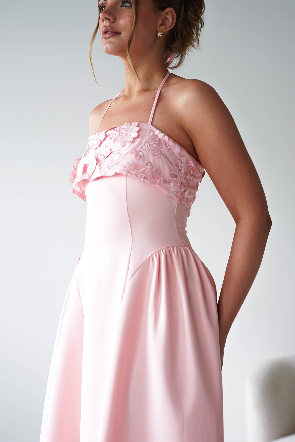 Daphne Embroidered Floral Midaxi Dress | Pink-Oh Hello Clothing