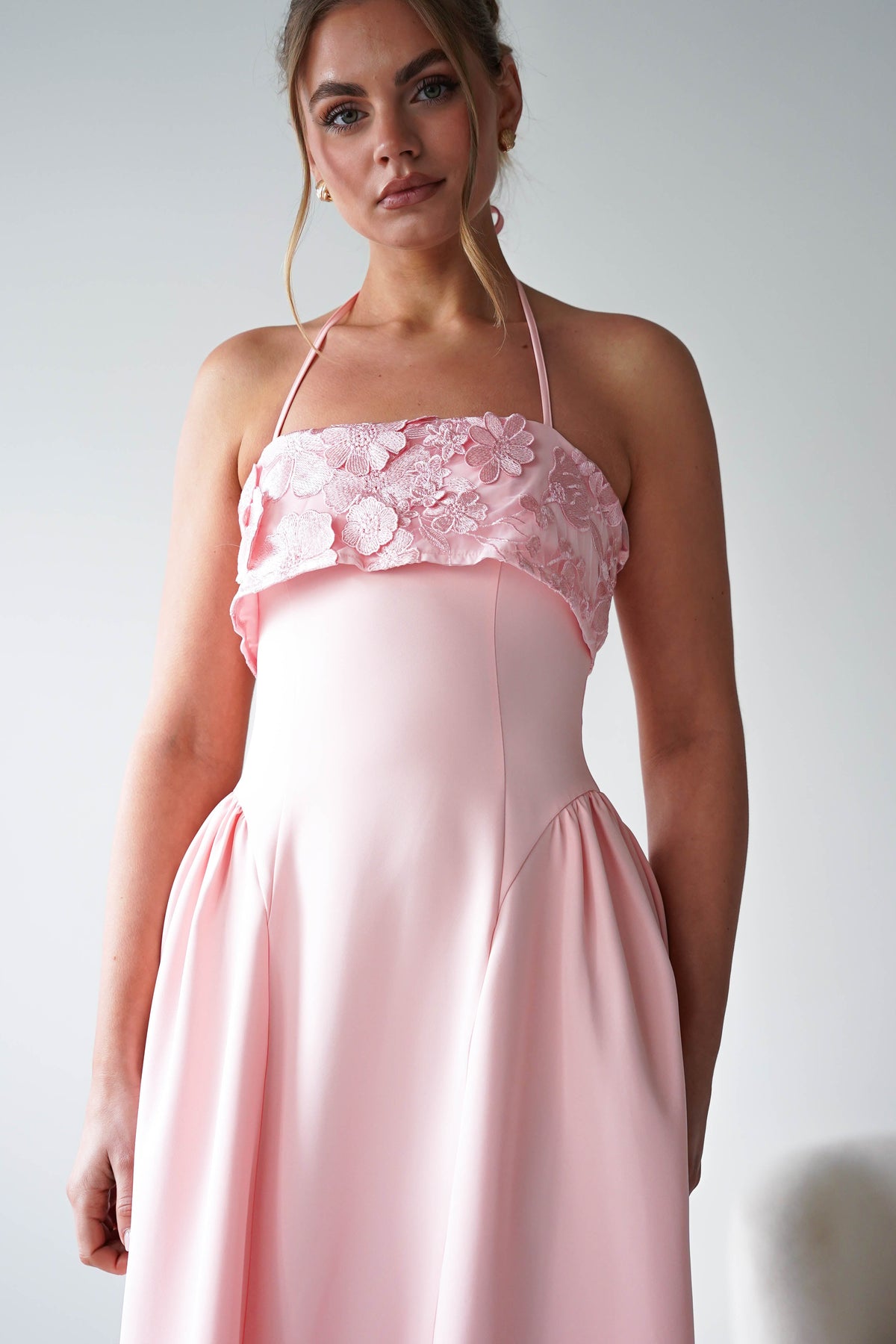 Daphne Embroidered Floral Midaxi Dress | Pink-Oh Hello Clothing