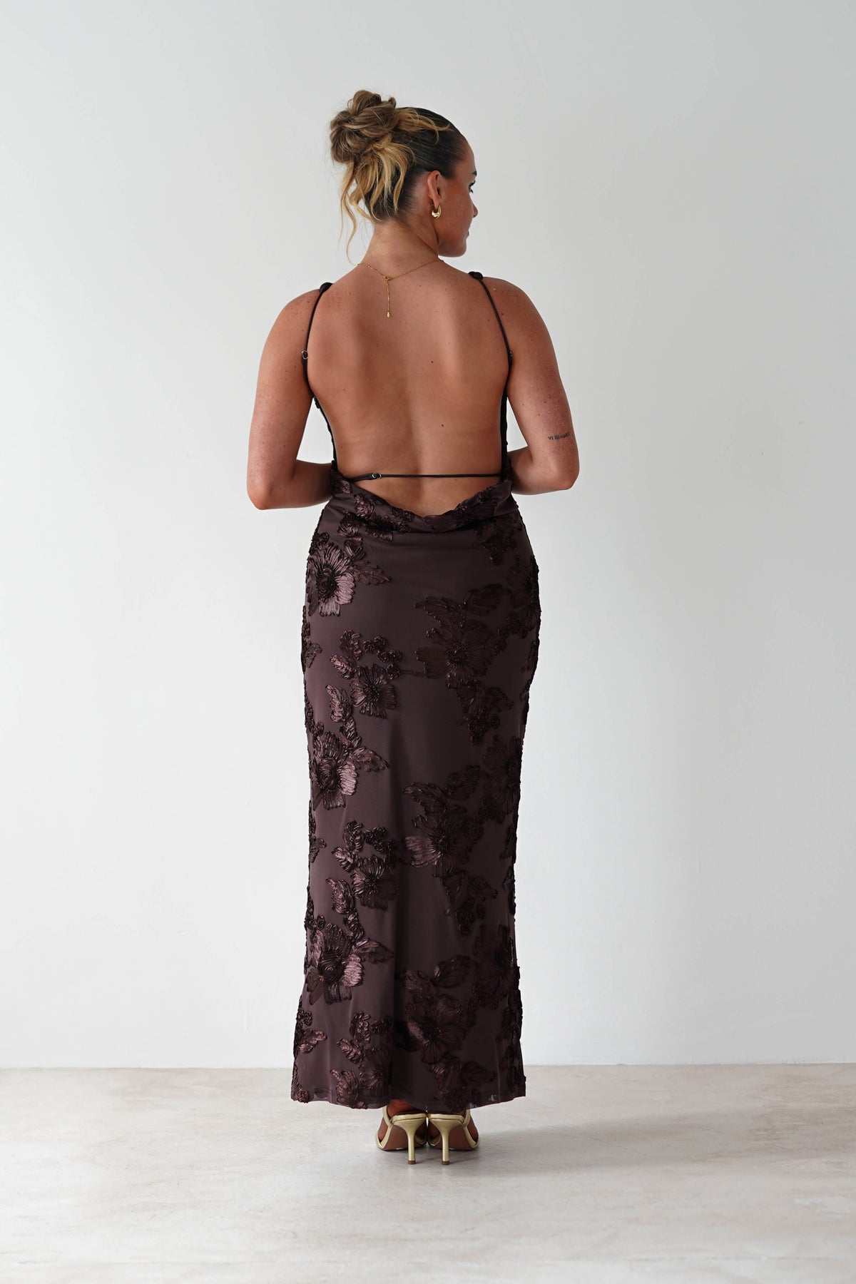 Demi Floral Textured Maxi Dress | Brown-Oh Hello Clothing