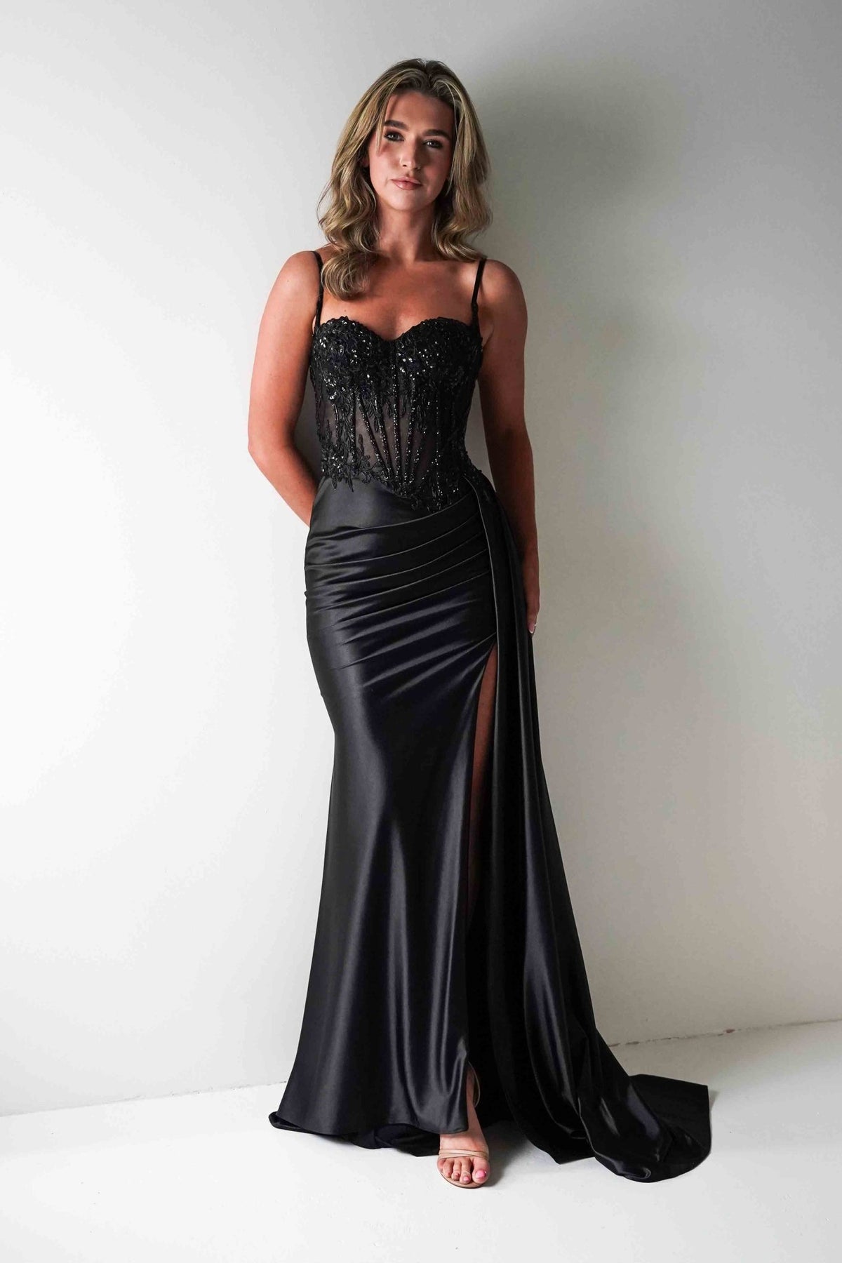 Diva Embellished Corset Gown | Black-Oh Hello Clothing