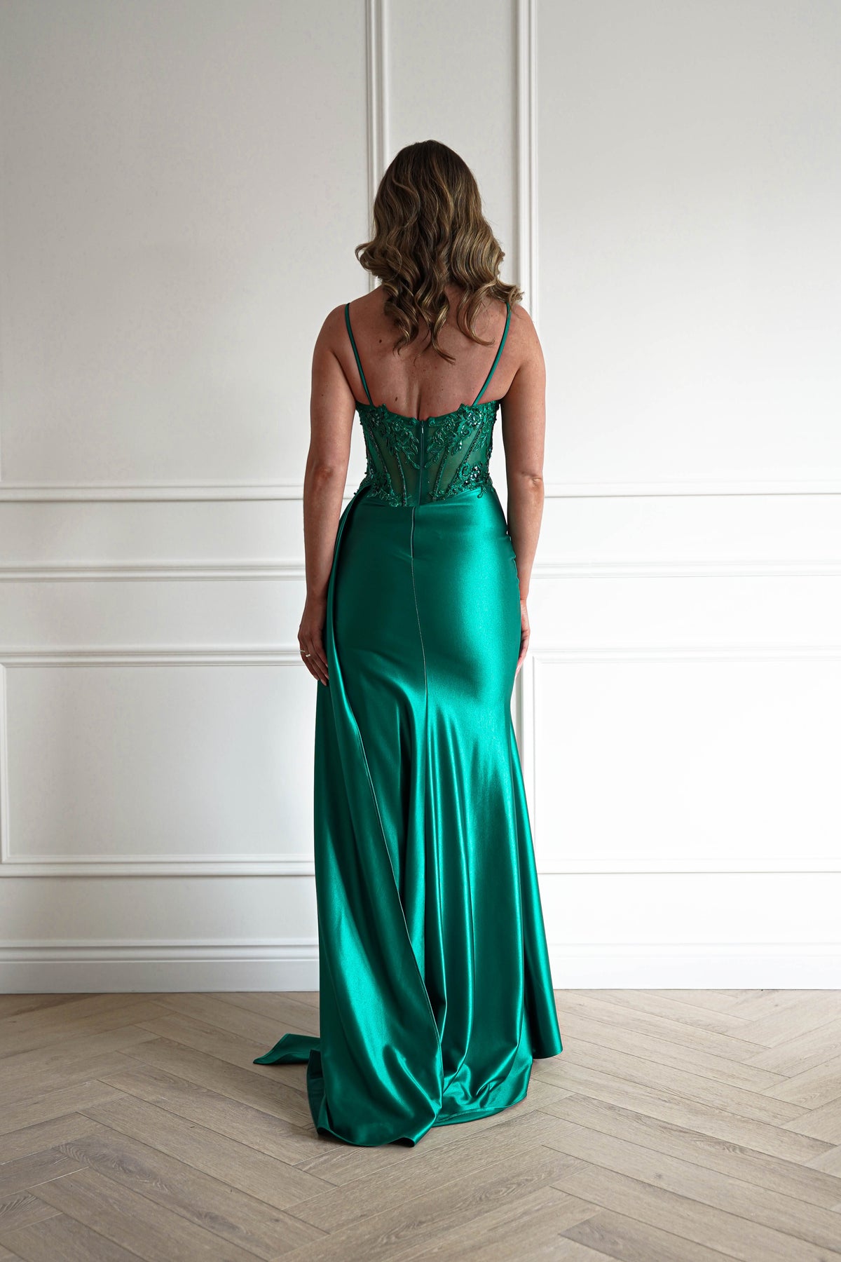 Diva Embellished Corset Gown | Emerald Green-Oh Hello Clothing