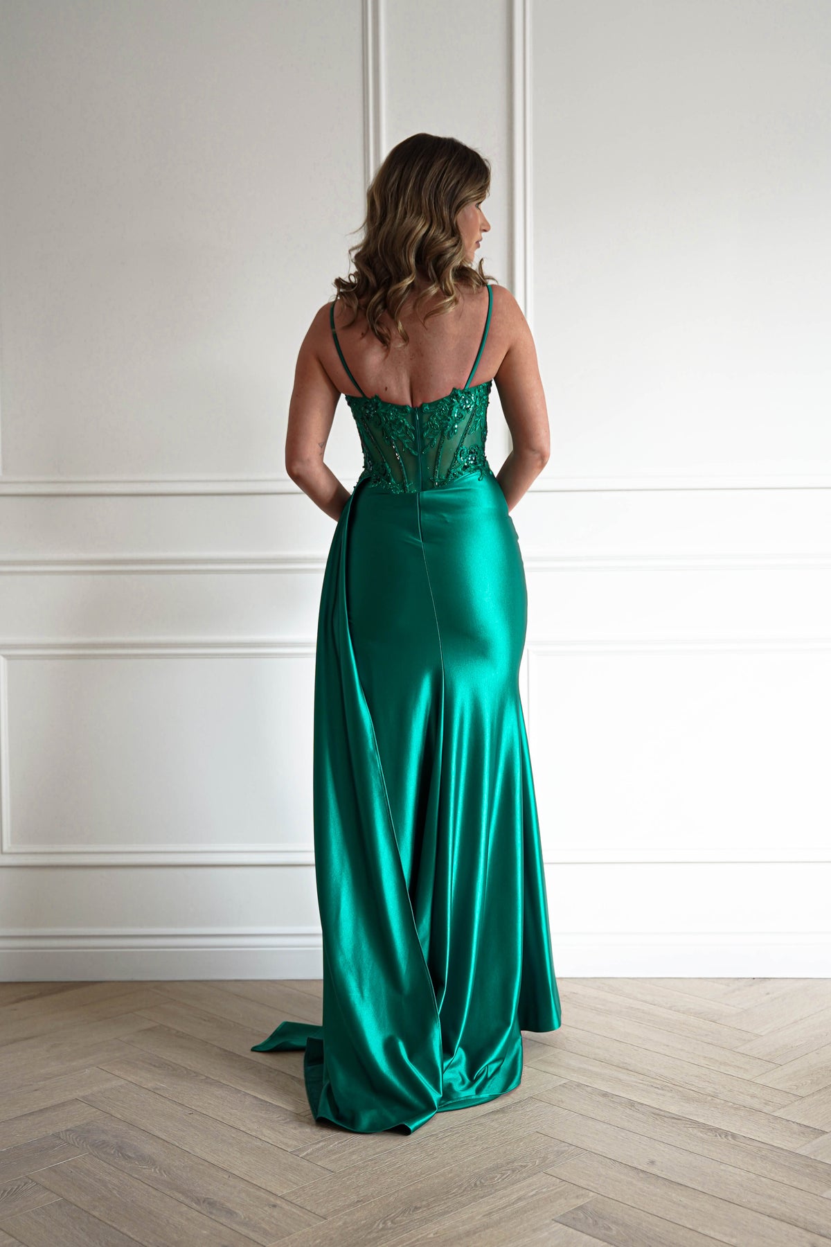 Diva Embellished Corset Gown | Emerald Green-Oh Hello Clothing
