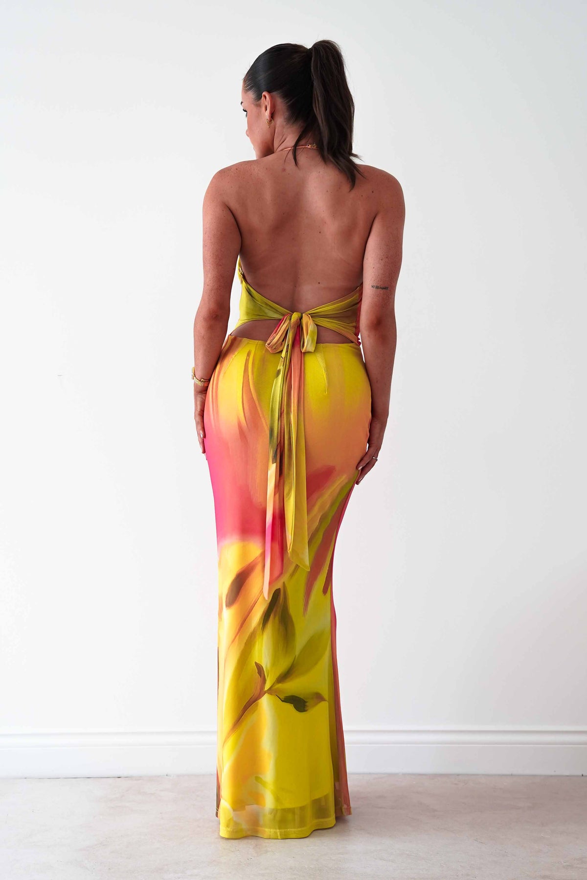 Doja Abstract Print Halterneck Maxi Dress | Sunset-Oh Hello Clothing