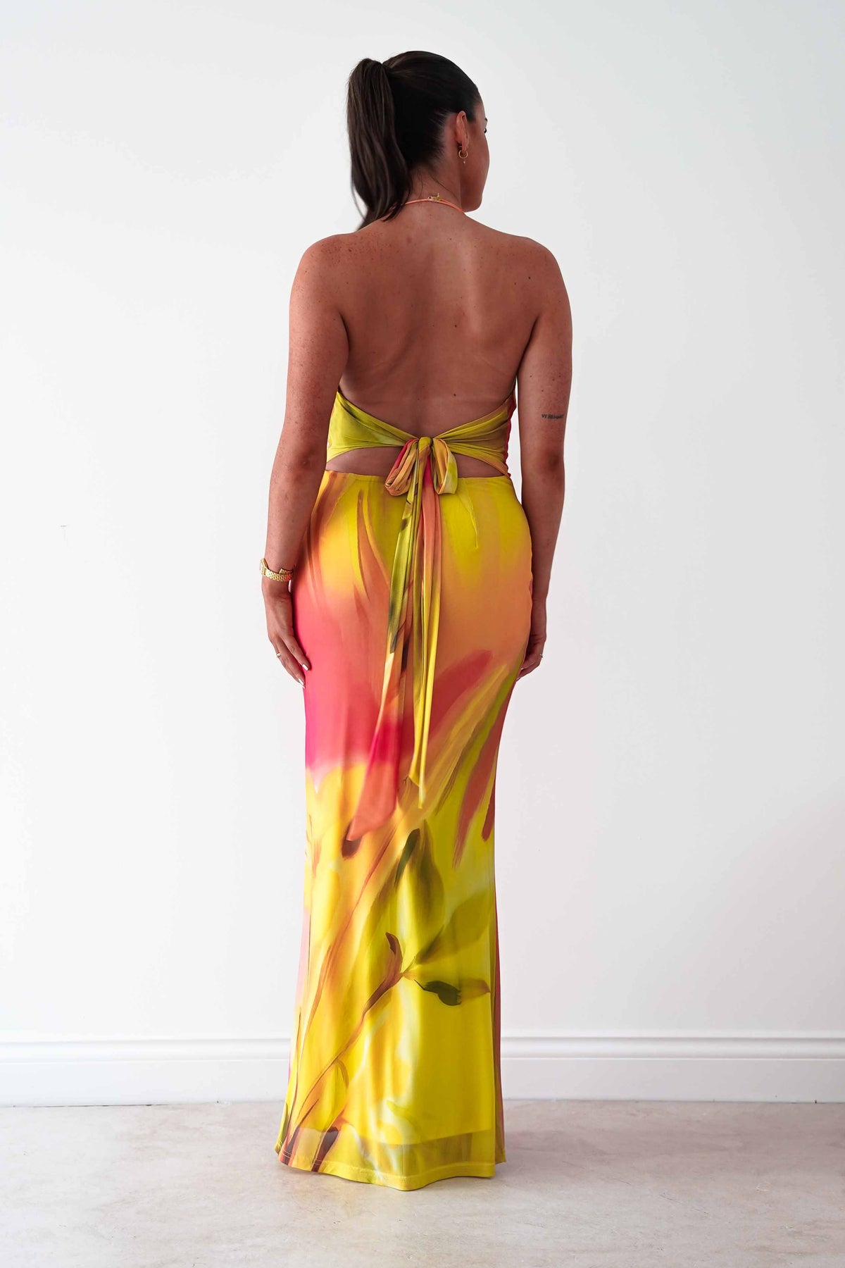 Doja Abstract Print Halterneck Maxi Dress | Sunset-Oh Hello Clothing
