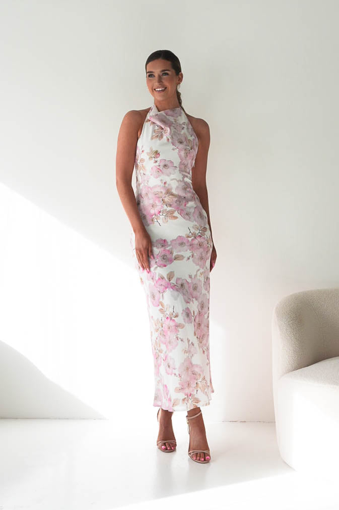 Elaina Halternack Floral Maxi Dress | Pink Print-Oh Hello Clothing
