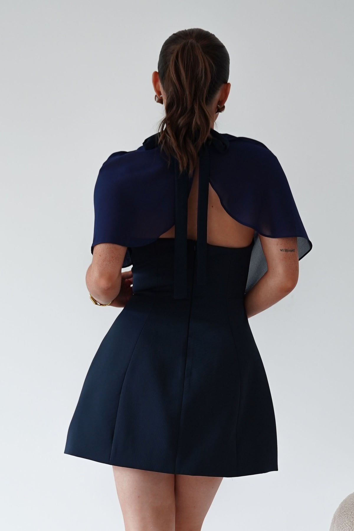 Oh Hello Clothing Top ONE SIZE Elegant Draped Cape | Navy