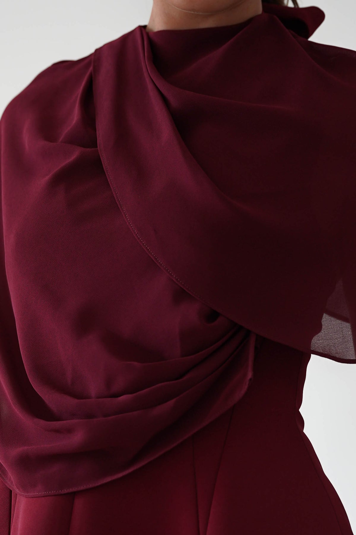 Oh Hello Clothing Top ONE SIZE Elegant Draped Cape | Wine
