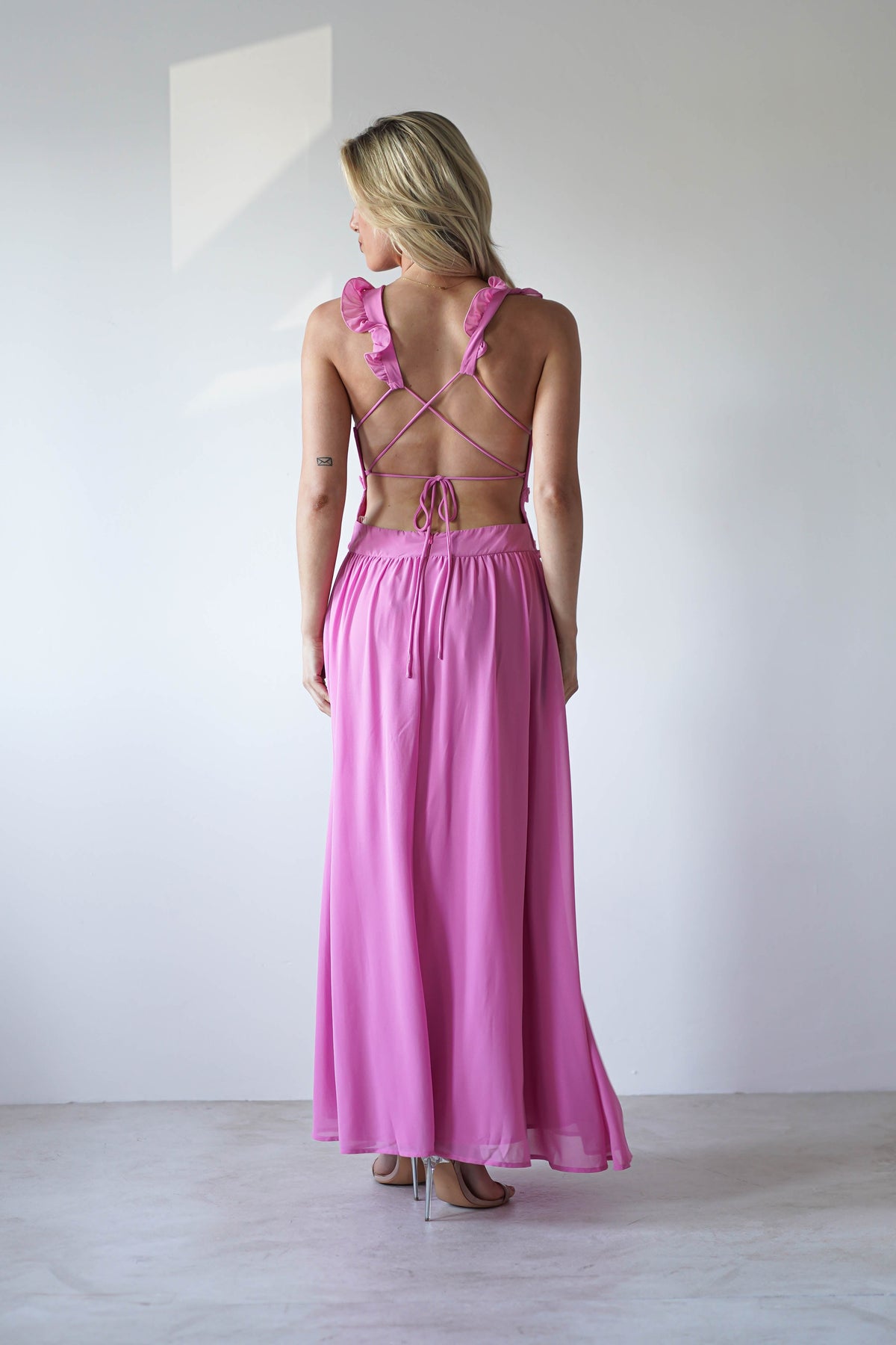 Ellie Ruffle Detail Maxi Dress | Pink-Oh Hello Clothing