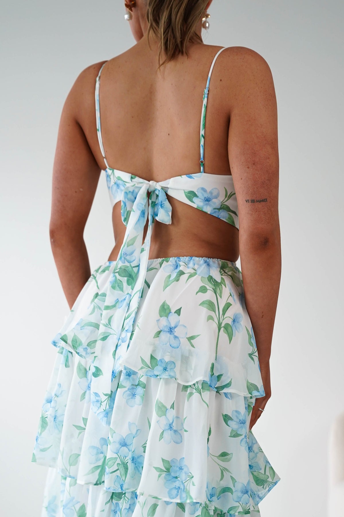 Elouise Floral Tiered Maxi Dress | Blue/Green Print-Oh Hello Clothing