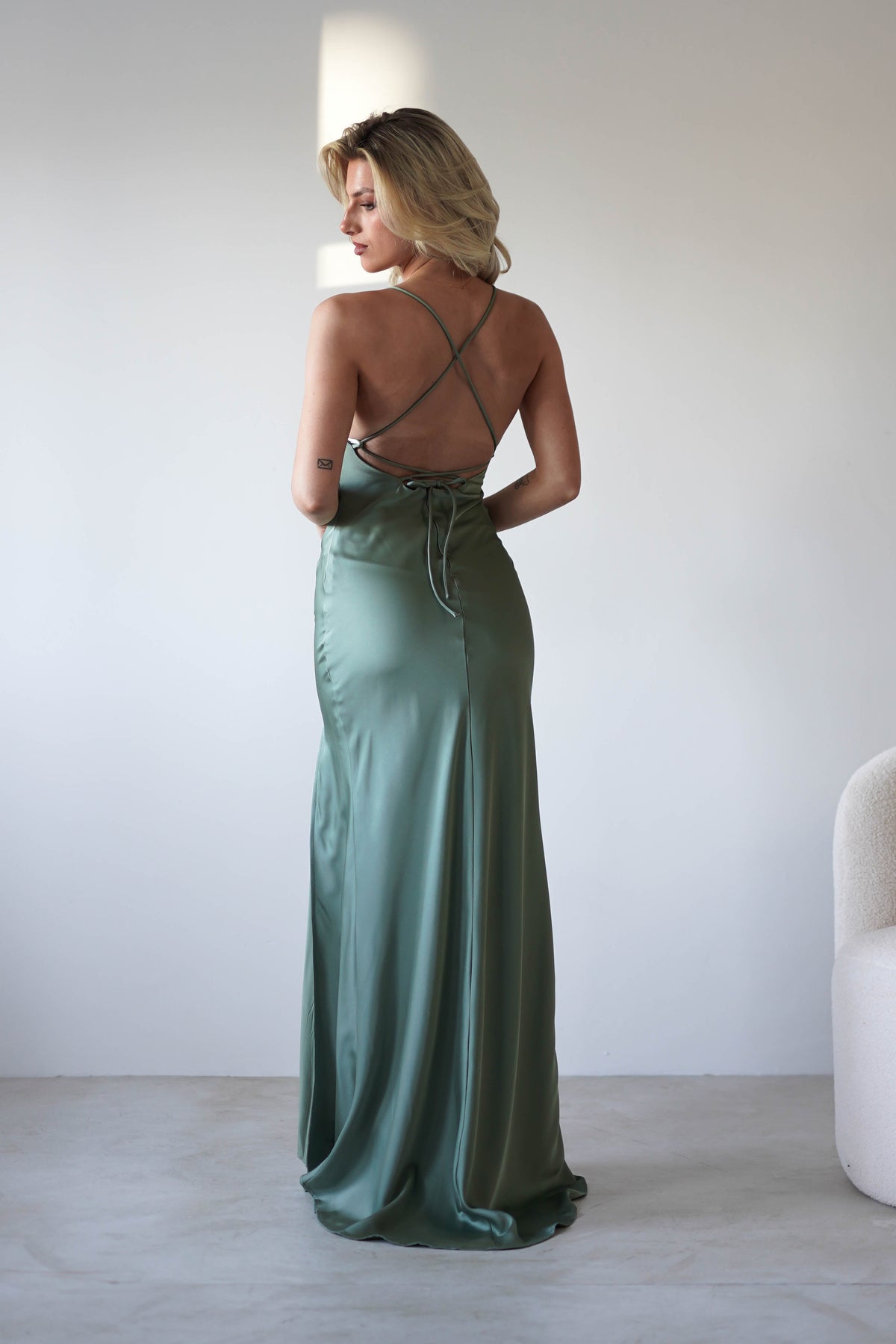 Elsa Matte Satin Maxi Gown | Olive-Oh Hello Clothing