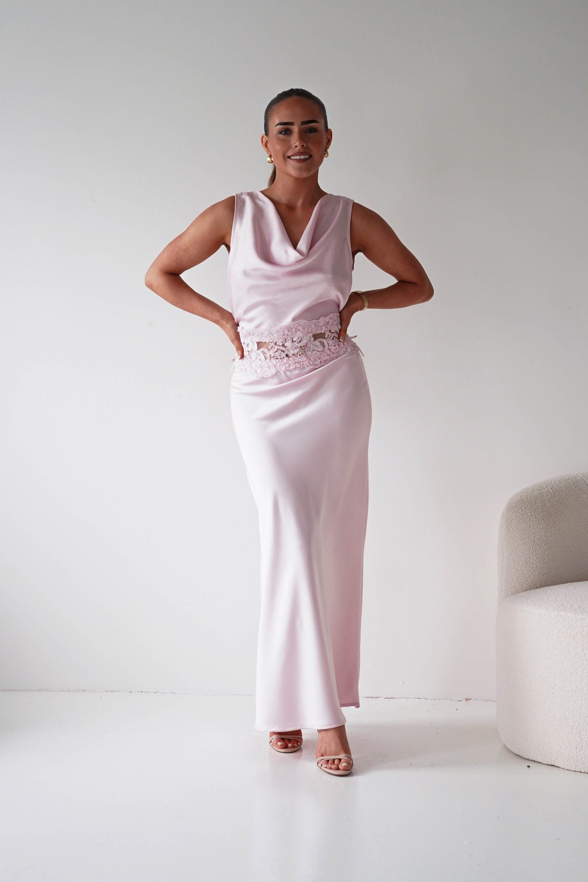 Elsa Satin Set With Lace Detail | Pink-Oh Hello Clothing