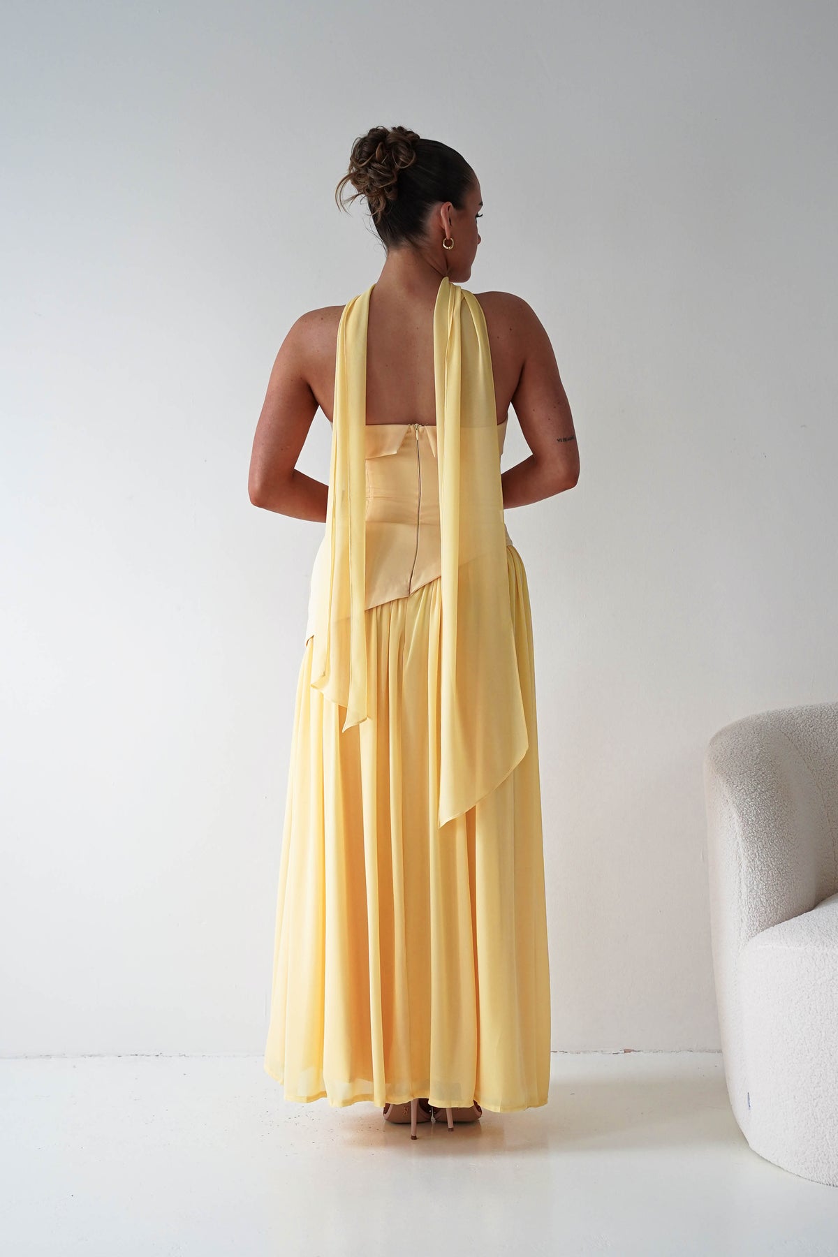 Elva Strapless Asymmetric Waist Maxi Dress | Yellow-Oh Hello Clothing