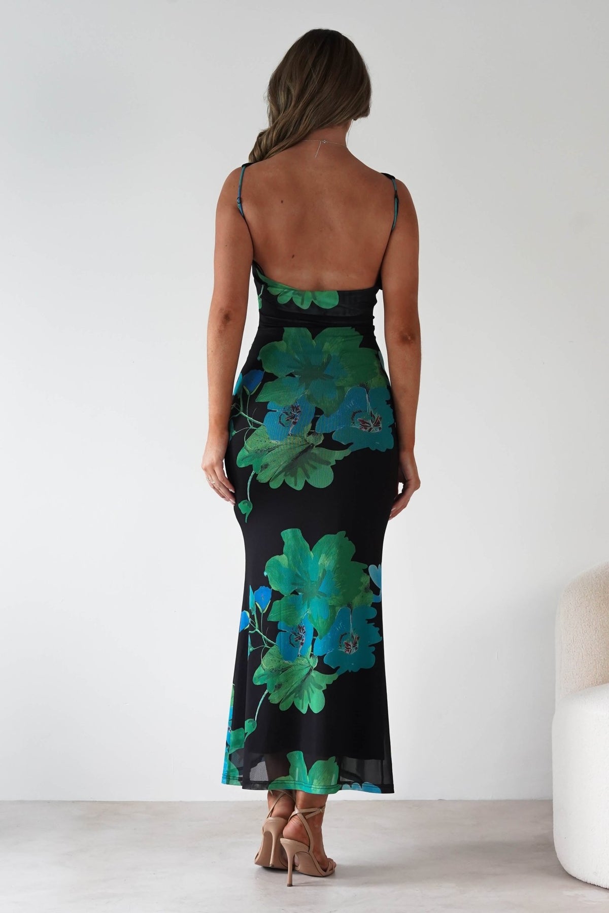 Elysia Bodycon Mesh Maxi Dress | Black/Green-Oh Hello Clothing