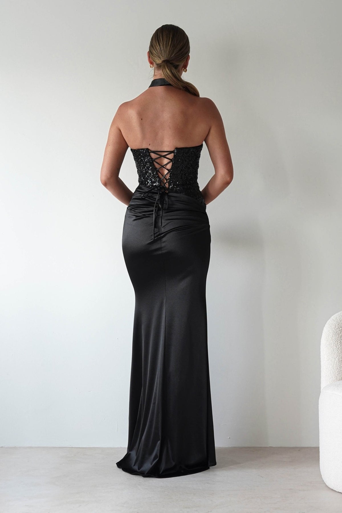 Elysia Sequin Embellished Bodice Gown | Black-Oh Hello Clothing