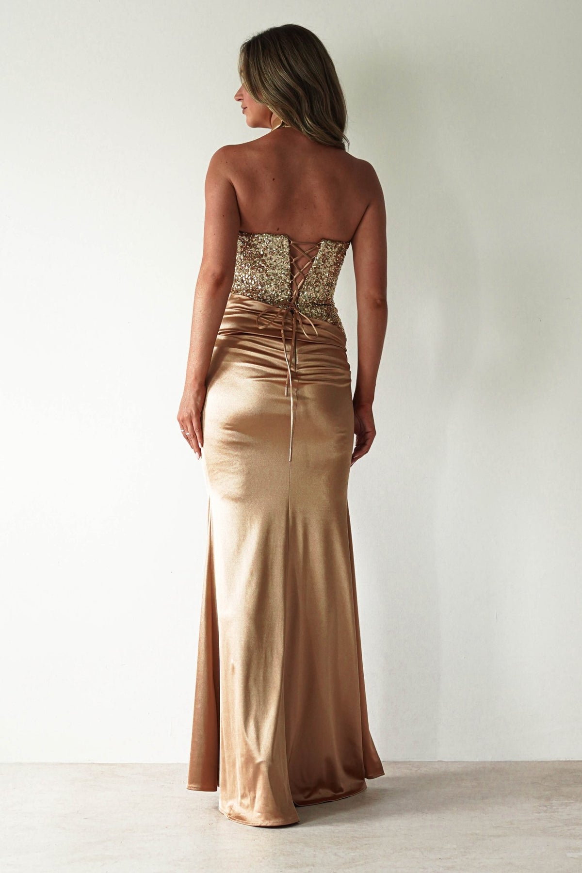 Elysia Sequin Embellished Bodice Gown | Gold-Oh Hello Clothing