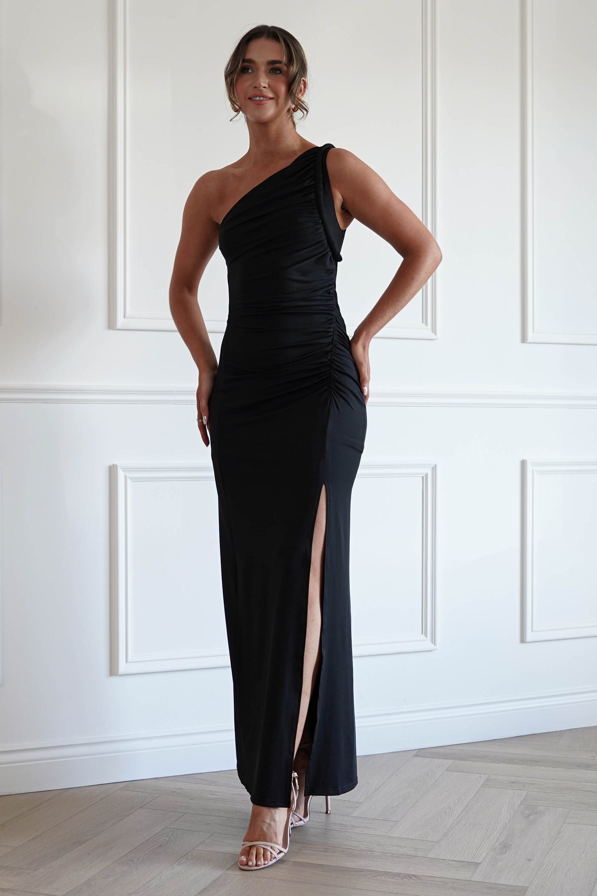 Emery One Shoulder Maxi Dress in Black