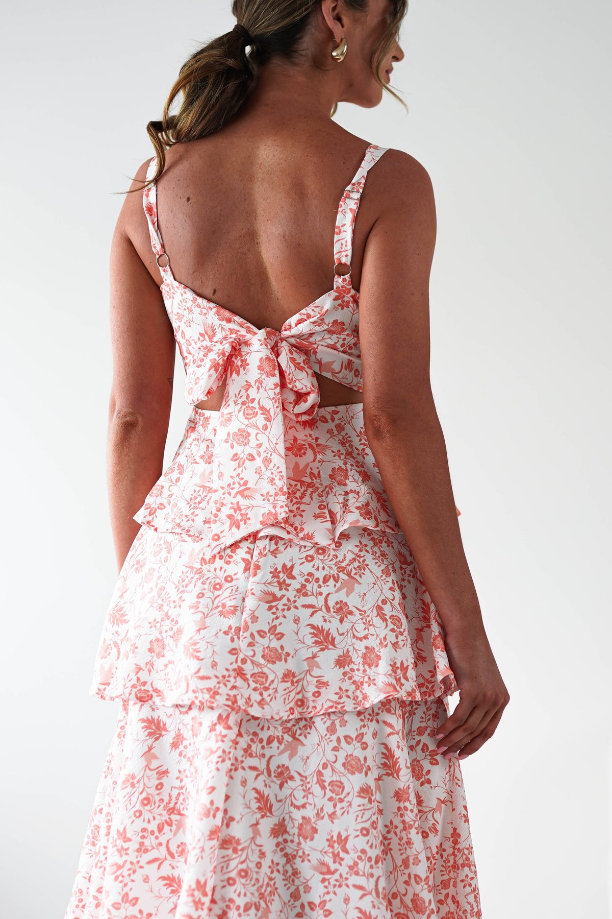 Emily Floral Ruffle Maxi Dress | Orange Print-Oh Hello Clothing