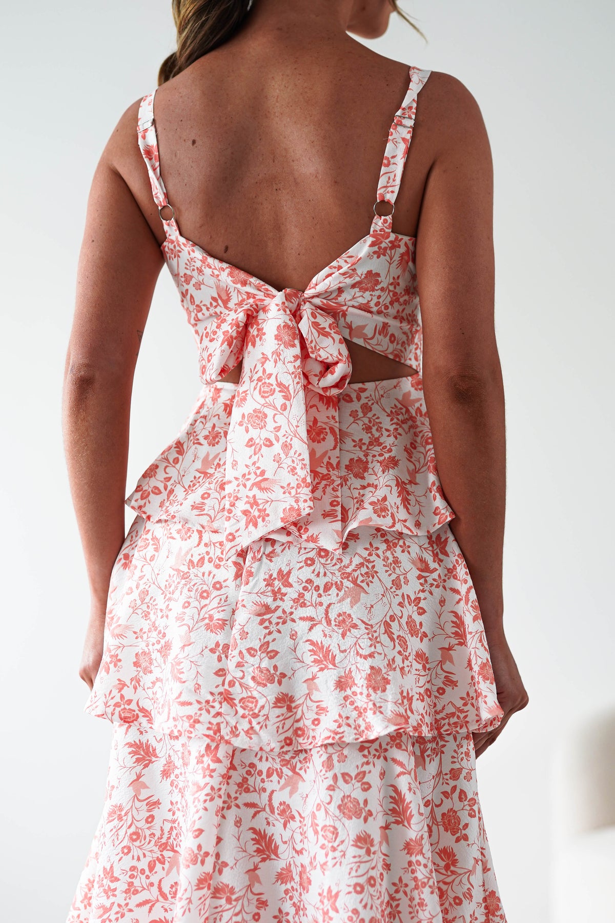 Emily Floral Ruffle Maxi Dress | Orange Print-Oh Hello Clothing