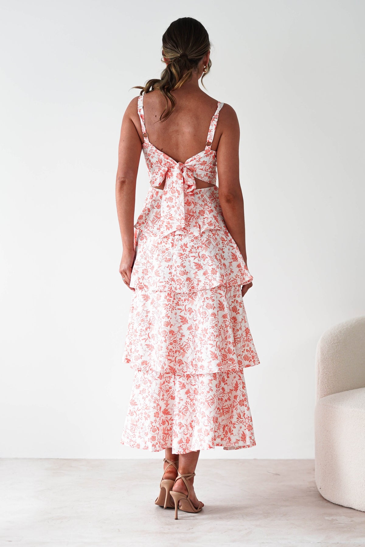 Emily Floral Ruffle Maxi Dress | Orange Print-Oh Hello Clothing