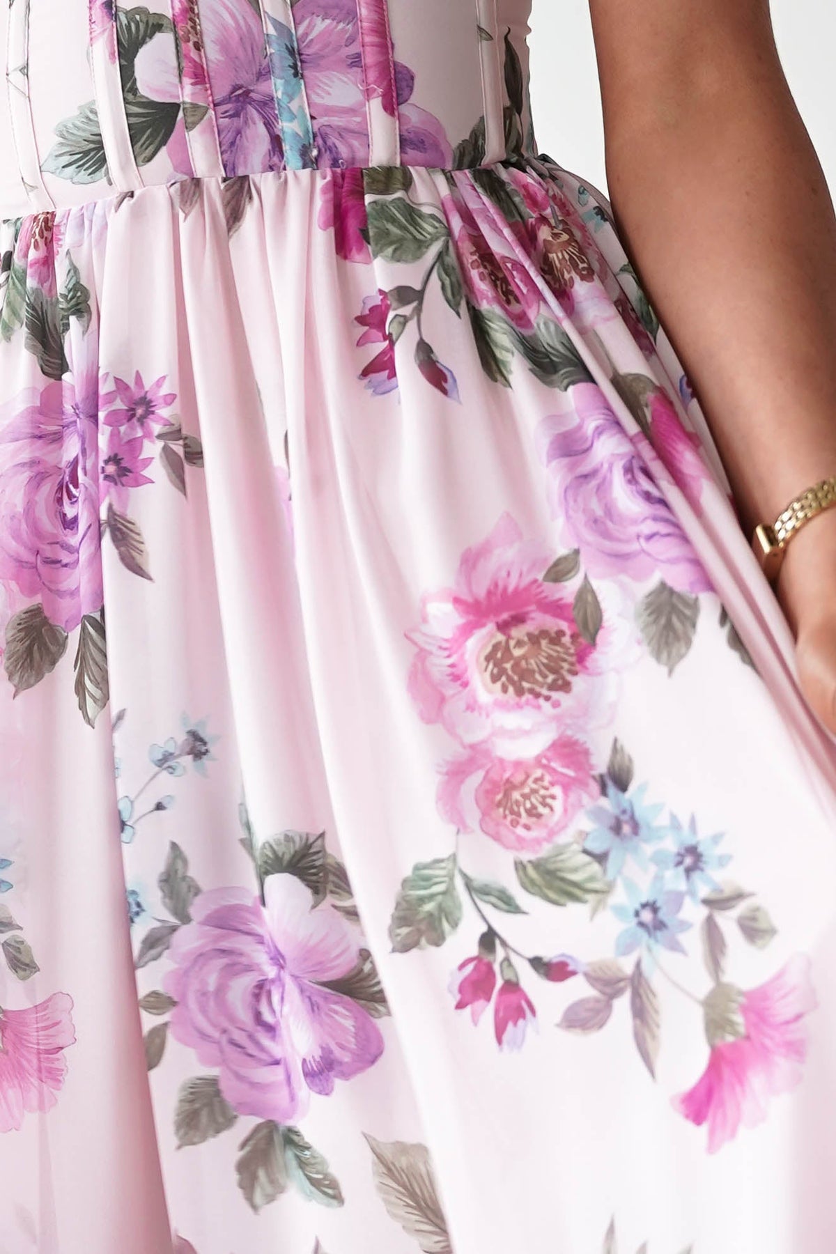 Emmy Floral Print Corset Maxi Dress | Lilac-Oh Hello Clothing