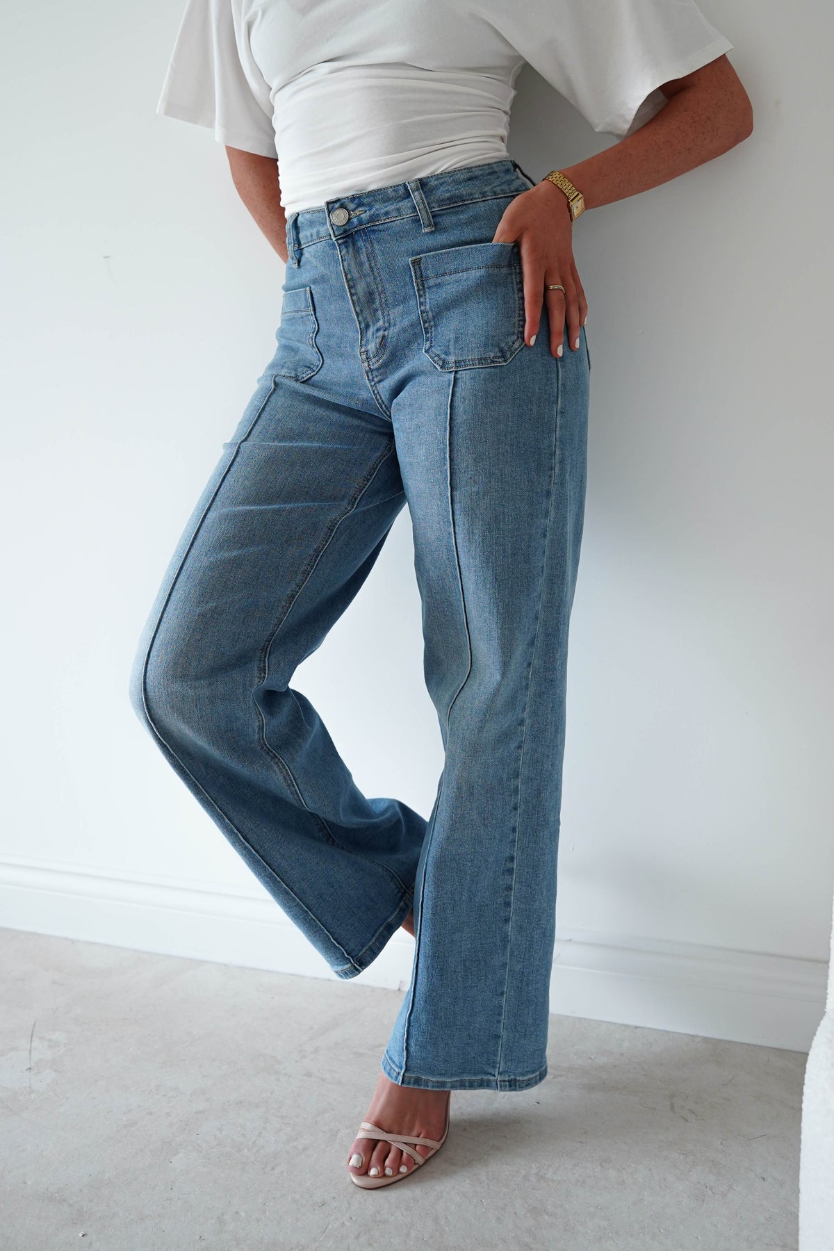 Enelia Wide Straight Jeans | Light Wash-Oh Hello Clothing