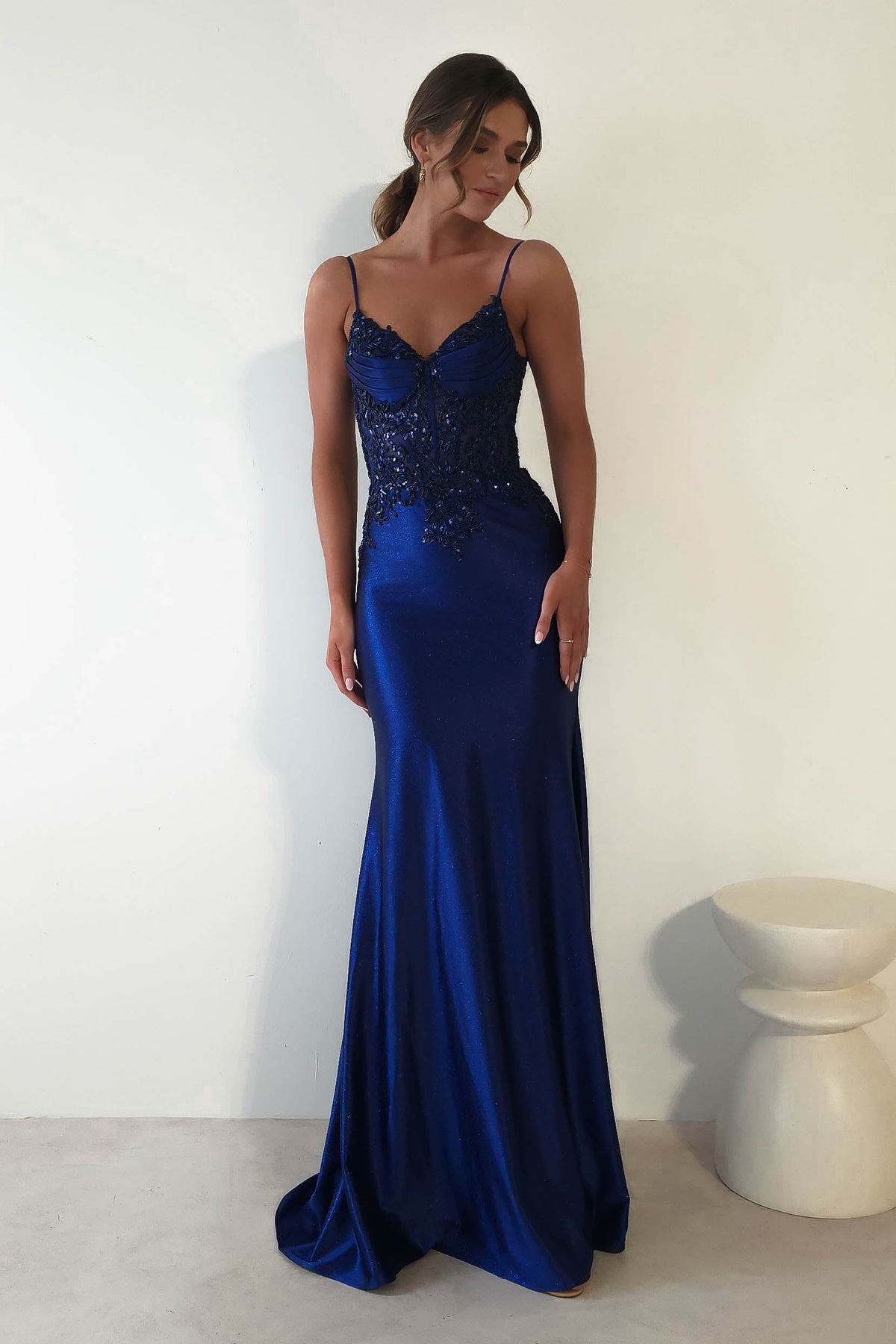 Eternity Glitter Bodycon Gown | Midnight Blue-Oh Hello Clothing