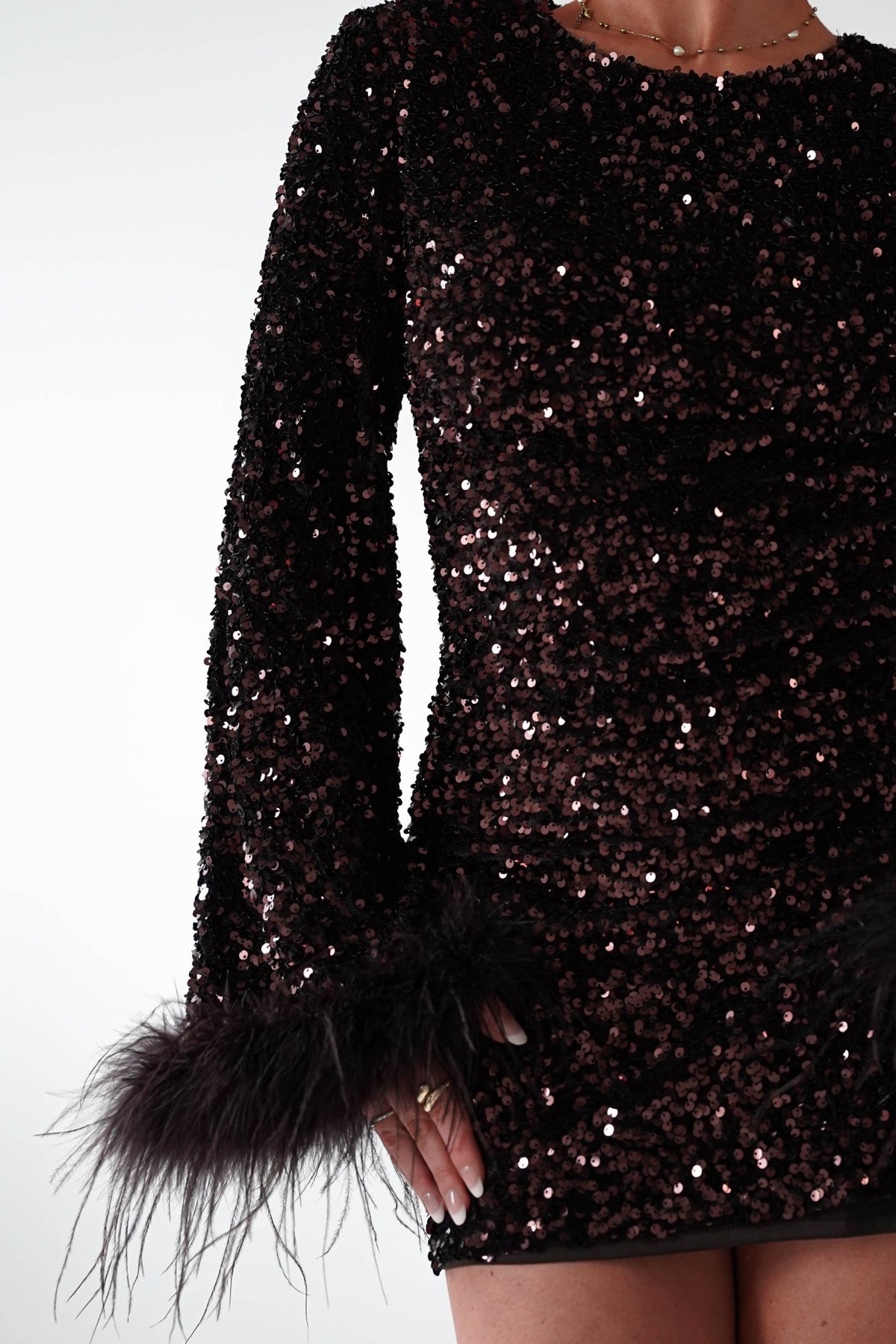 Eve Long Sleeve Sequin Mini Dress | Brown-Oh Hello Clothing