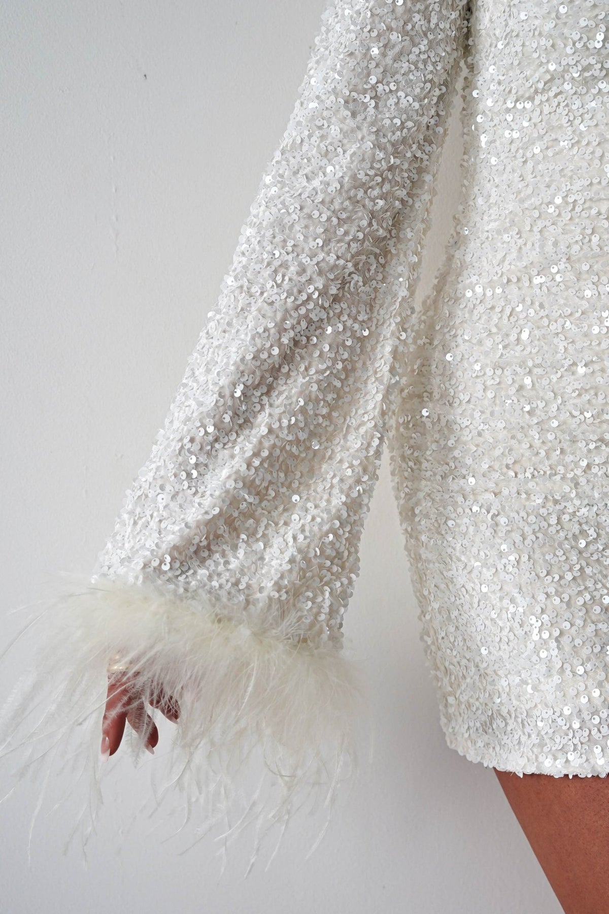 Eve Long Sleeve Sequin Mini Dress | Ivory-Oh Hello Clothing