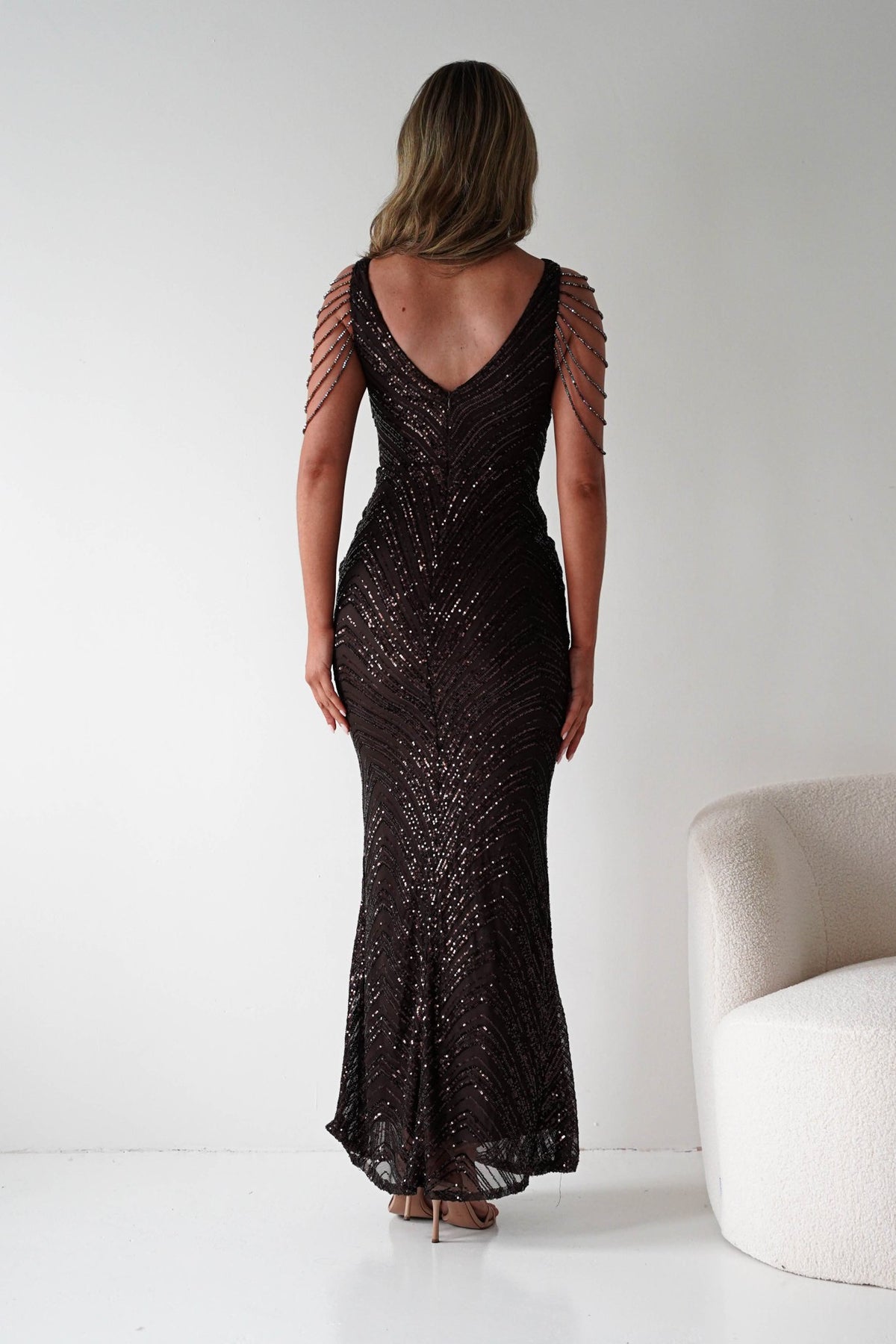 Fayette Embellished Sequin Gown | Brown-Oh Hello Clothing
