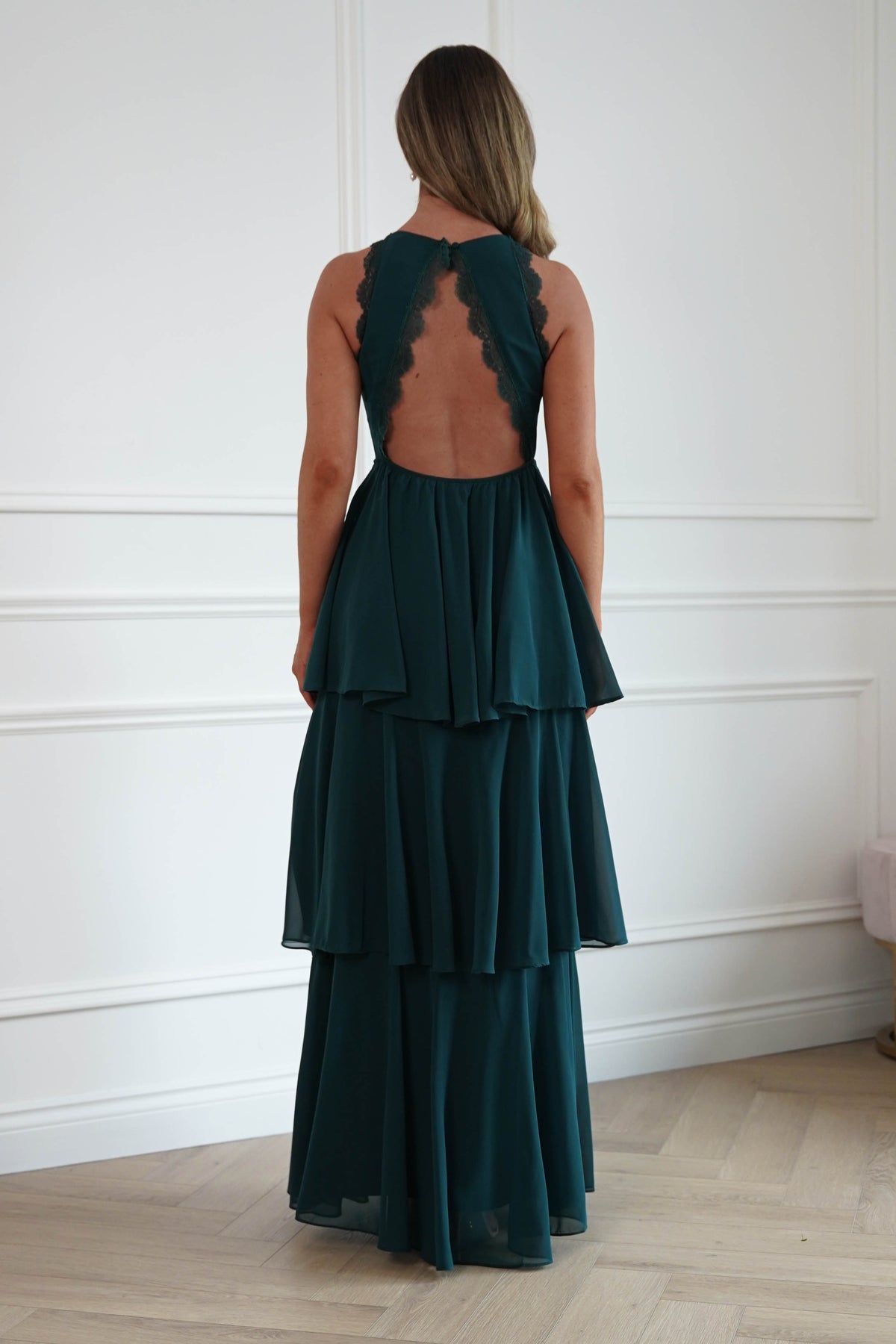 Oh Hello Clothing Women > Clothing > Dresses Ferne Lace Detail Tiered Maxi Dress | Green