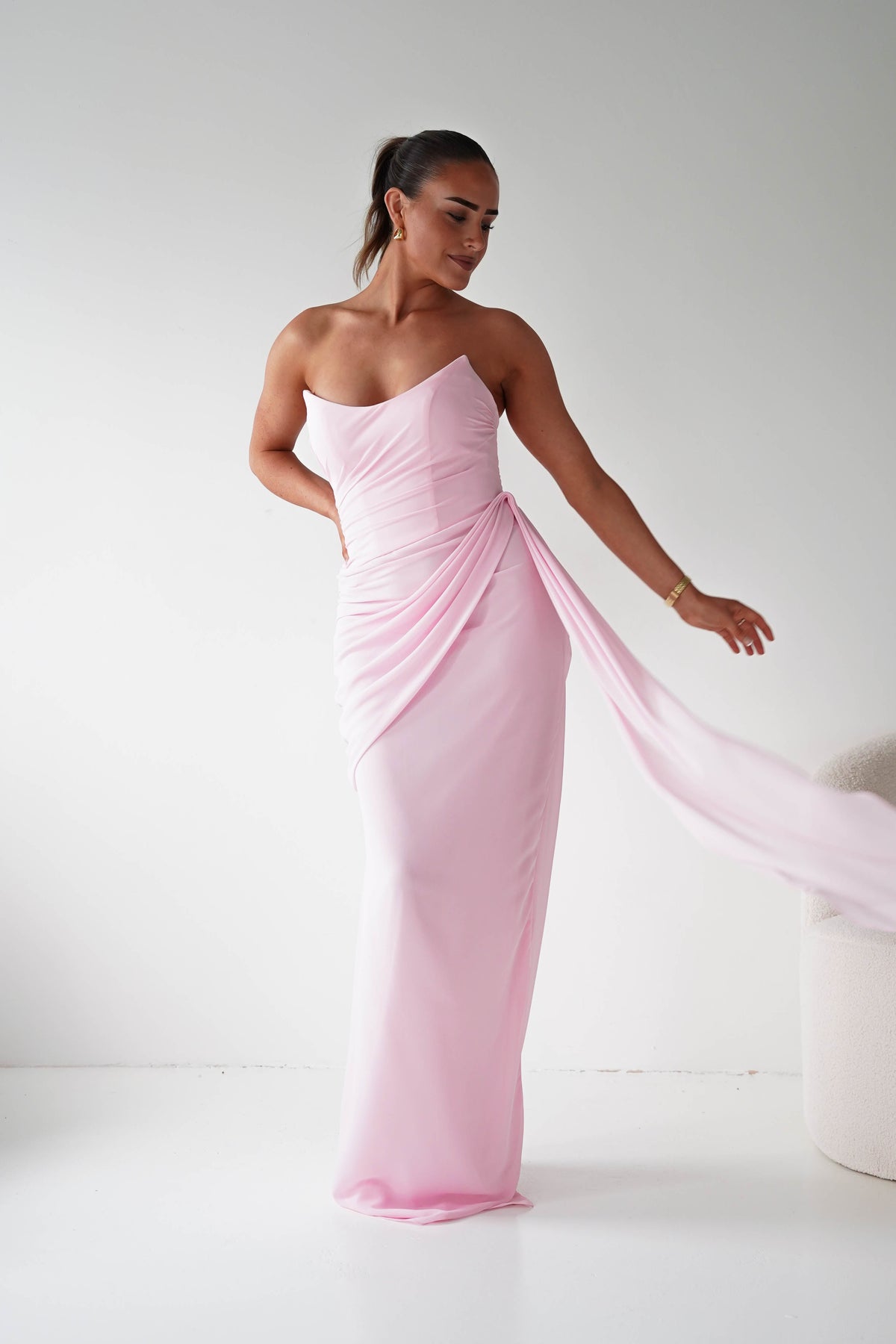 Finn Strapless Draped Maxi Dress | Pink-Oh Hello Clothing