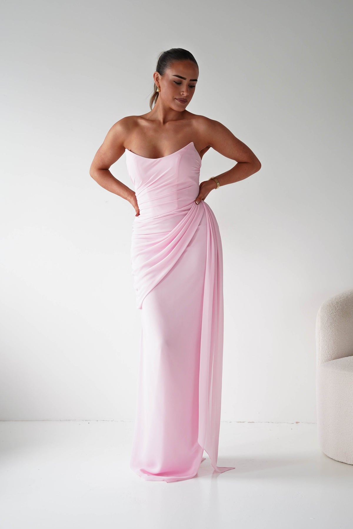 Finn Strapless Draped Maxi Dress | Pink-Oh Hello Clothing