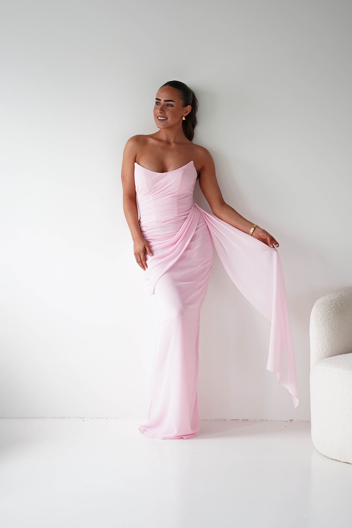 Finn Strapless Draped Maxi Dress | Pink-Oh Hello Clothing