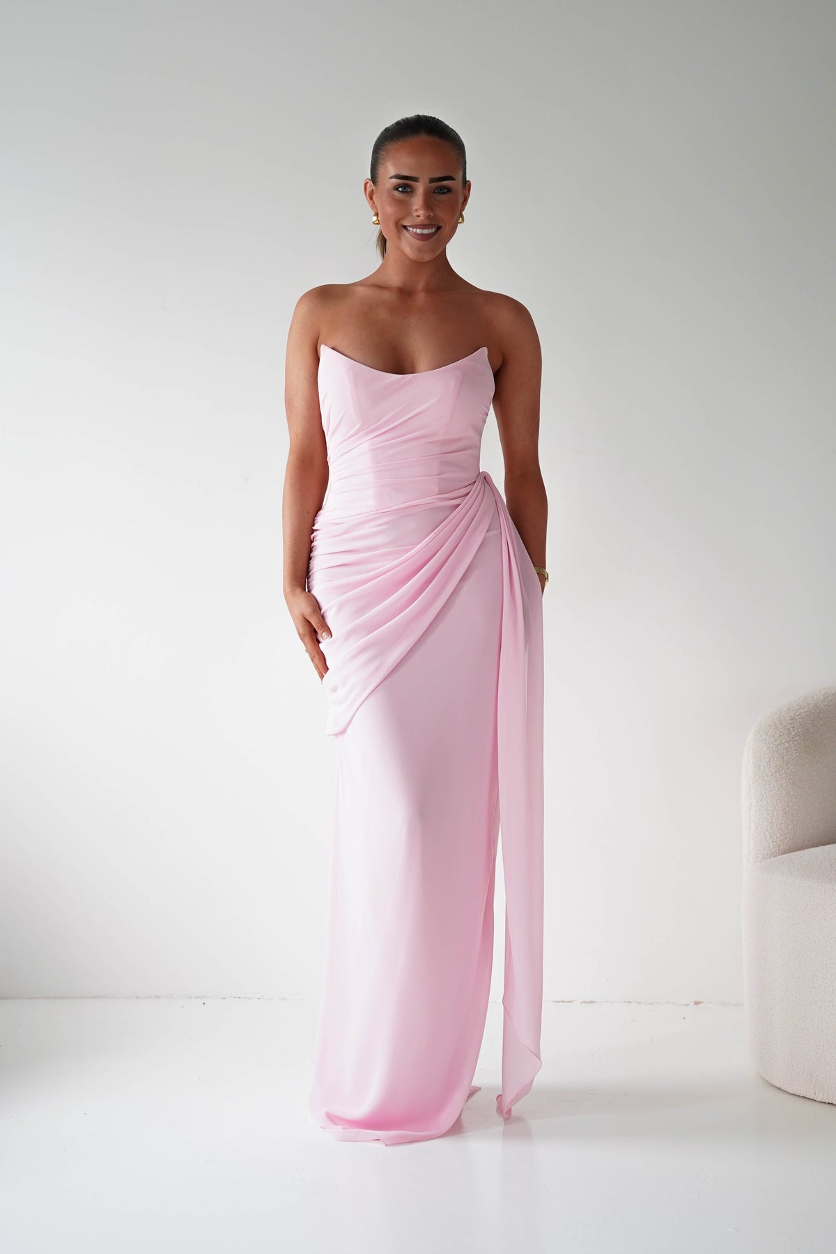 Finn Strapless Draped Maxi Dress | Pink-Oh Hello Clothing