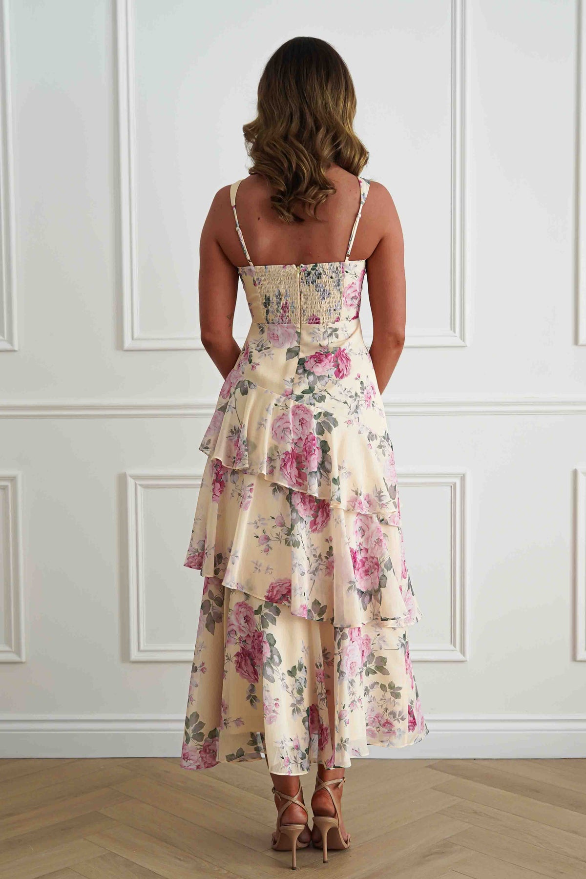 Flora Tiered Floral Print Maxi Dress | Yellow-Oh Hello Clothing