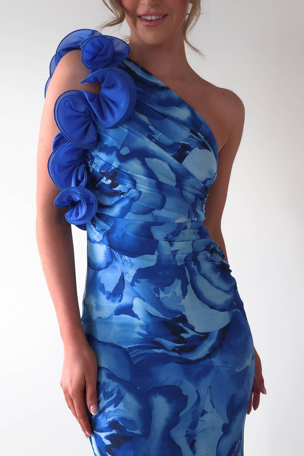 Genie Ruffle Floral Printed Maxi Dress | Blue-Oh Hello Clothing