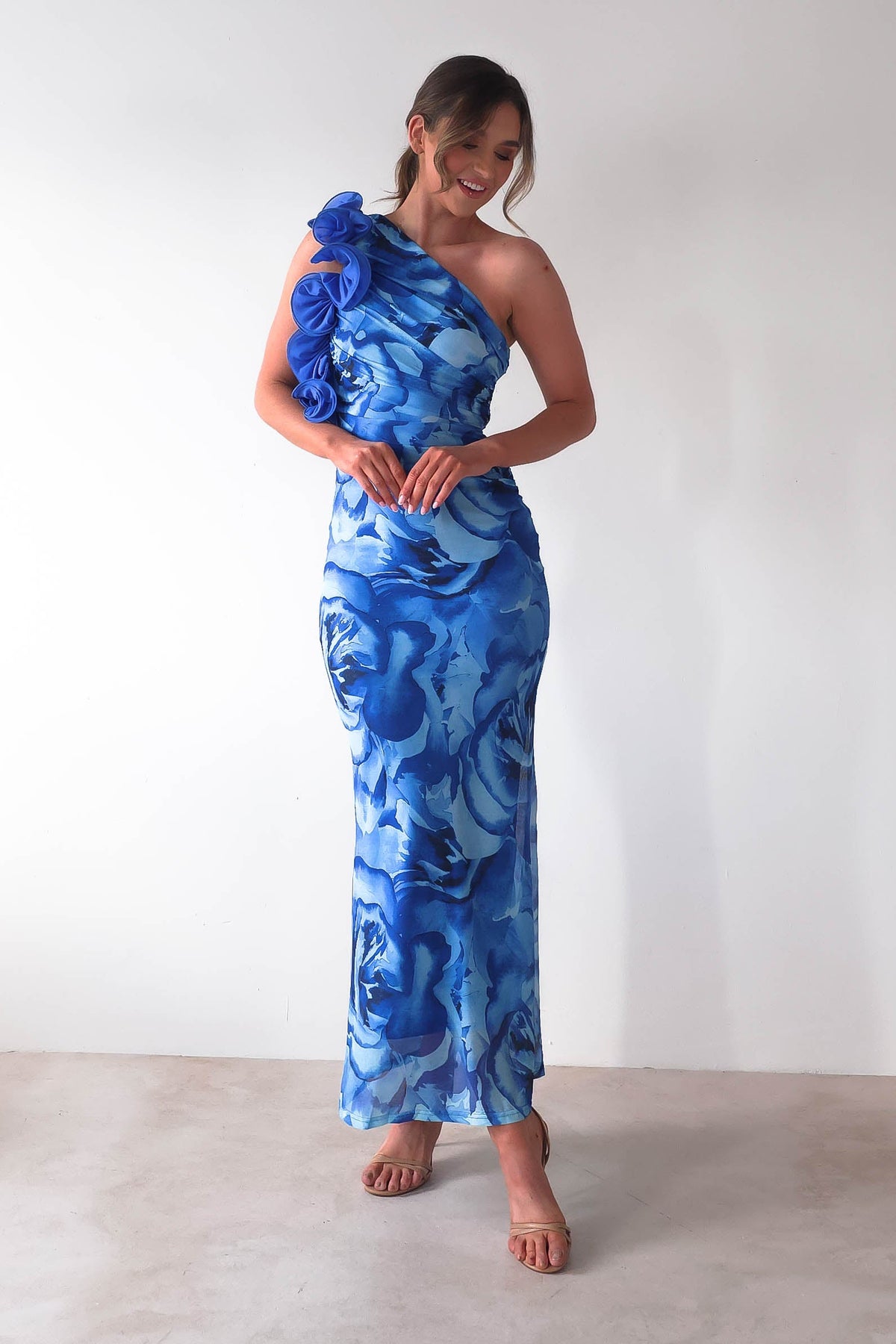 Genie Ruffle Floral Printed Maxi Dress | Blue-Oh Hello Clothing