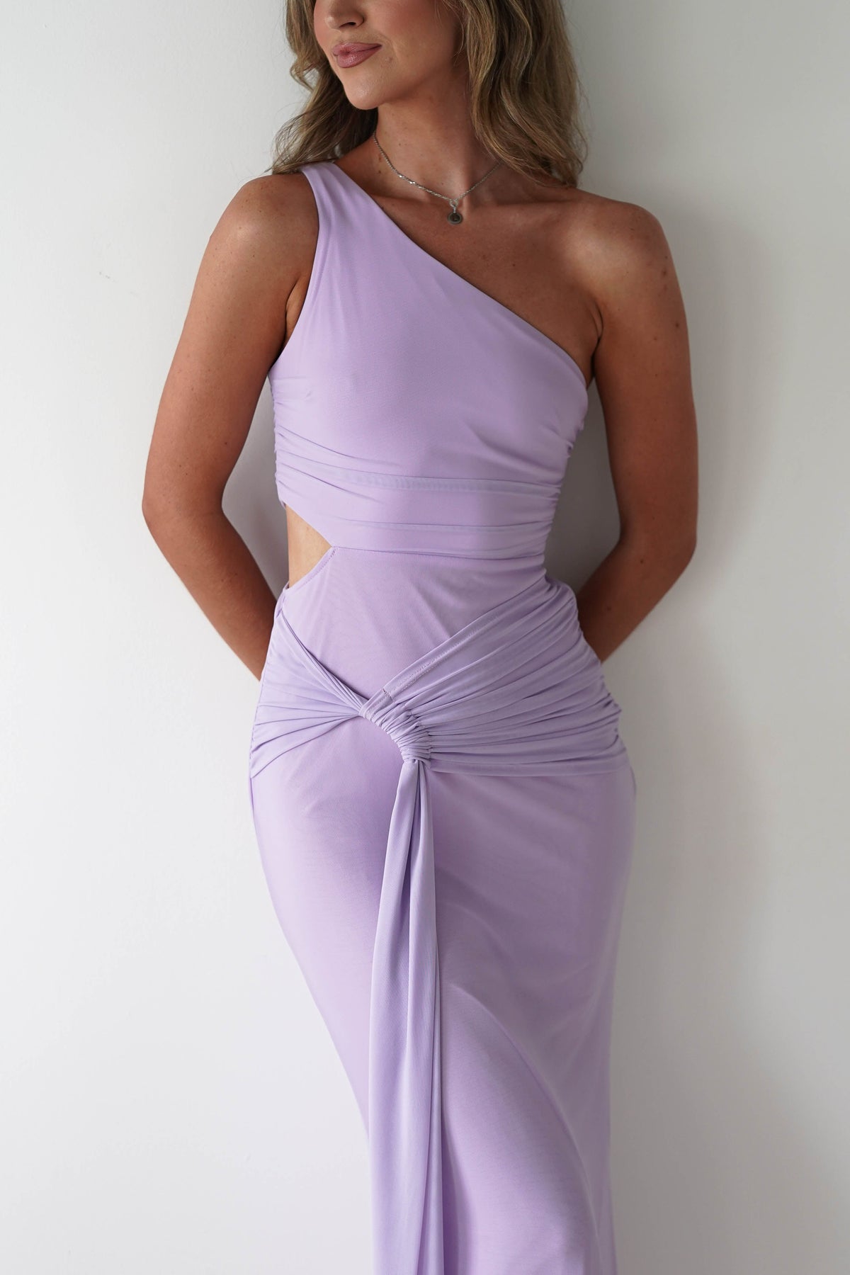 Georgia Mesh Midaxi Dress | Lilac-Oh Hello Clothing