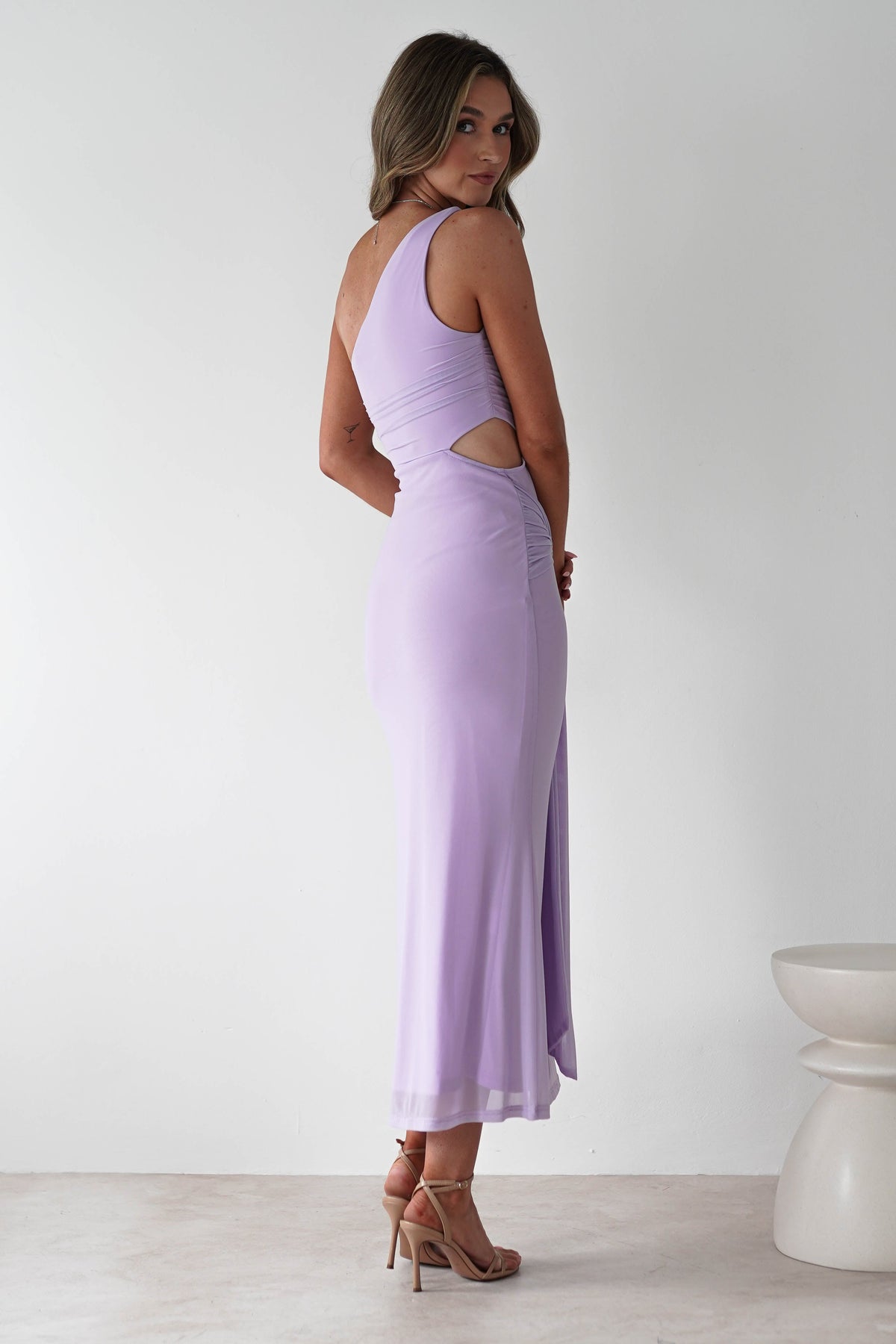 Georgia Mesh Midaxi Dress | Lilac-Oh Hello Clothing