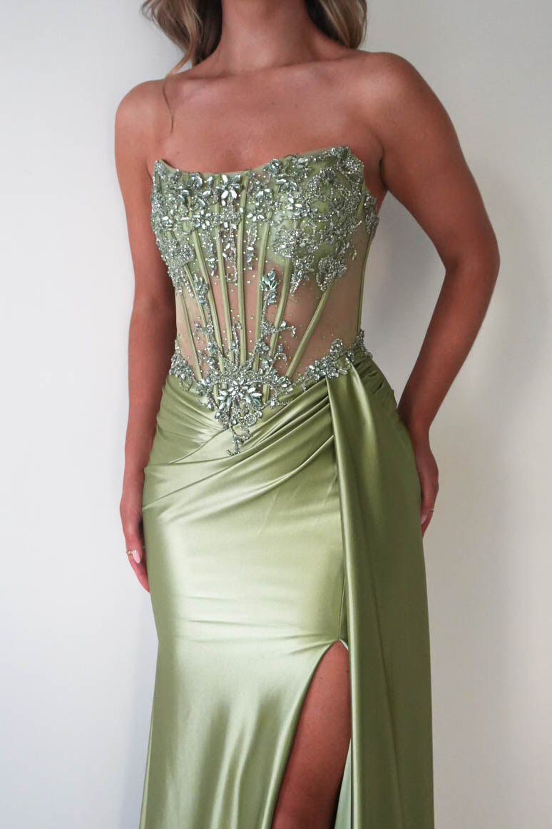 Ginny Embellished Corset Gown | Green-Oh Hello Clothing