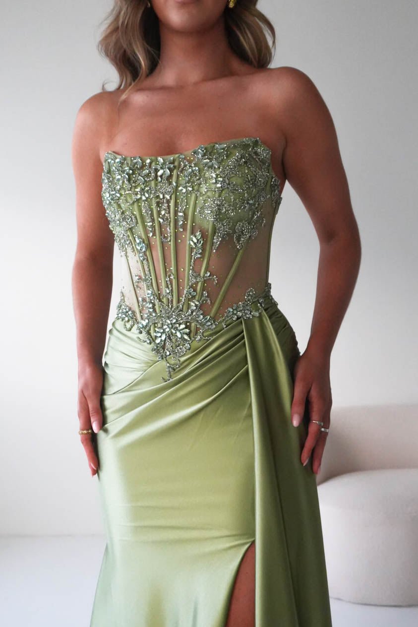 Ginny Embellished Corset Gown | Green-Oh Hello Clothing