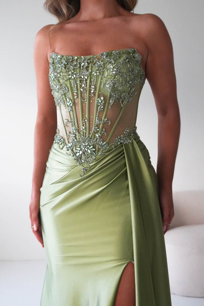Ginny Embellished Corset Gown | Green-Oh Hello Clothing