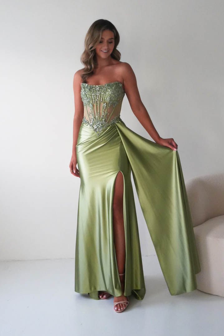 Ginny Embellished Corset Gown | Green-Oh Hello Clothing
