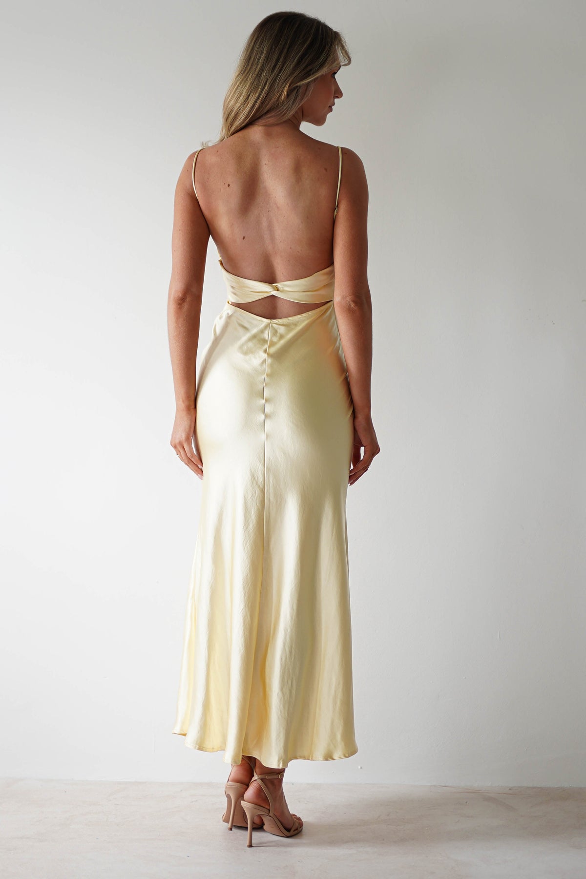 Grace Soft Satin Maxi Dress | Yellow-Oh Hello Clothing