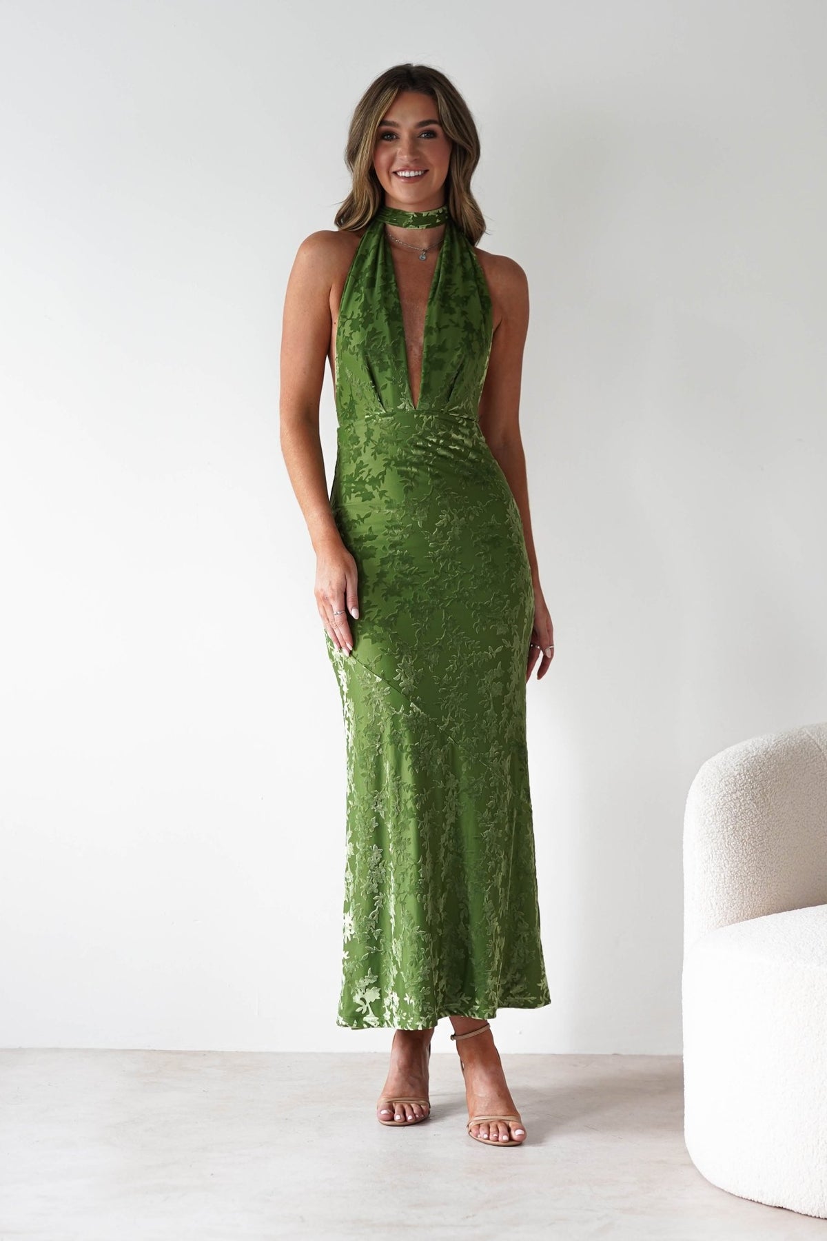 Grayson Floral Jacquard Maxi Dress | Green-Oh Hello Clothing