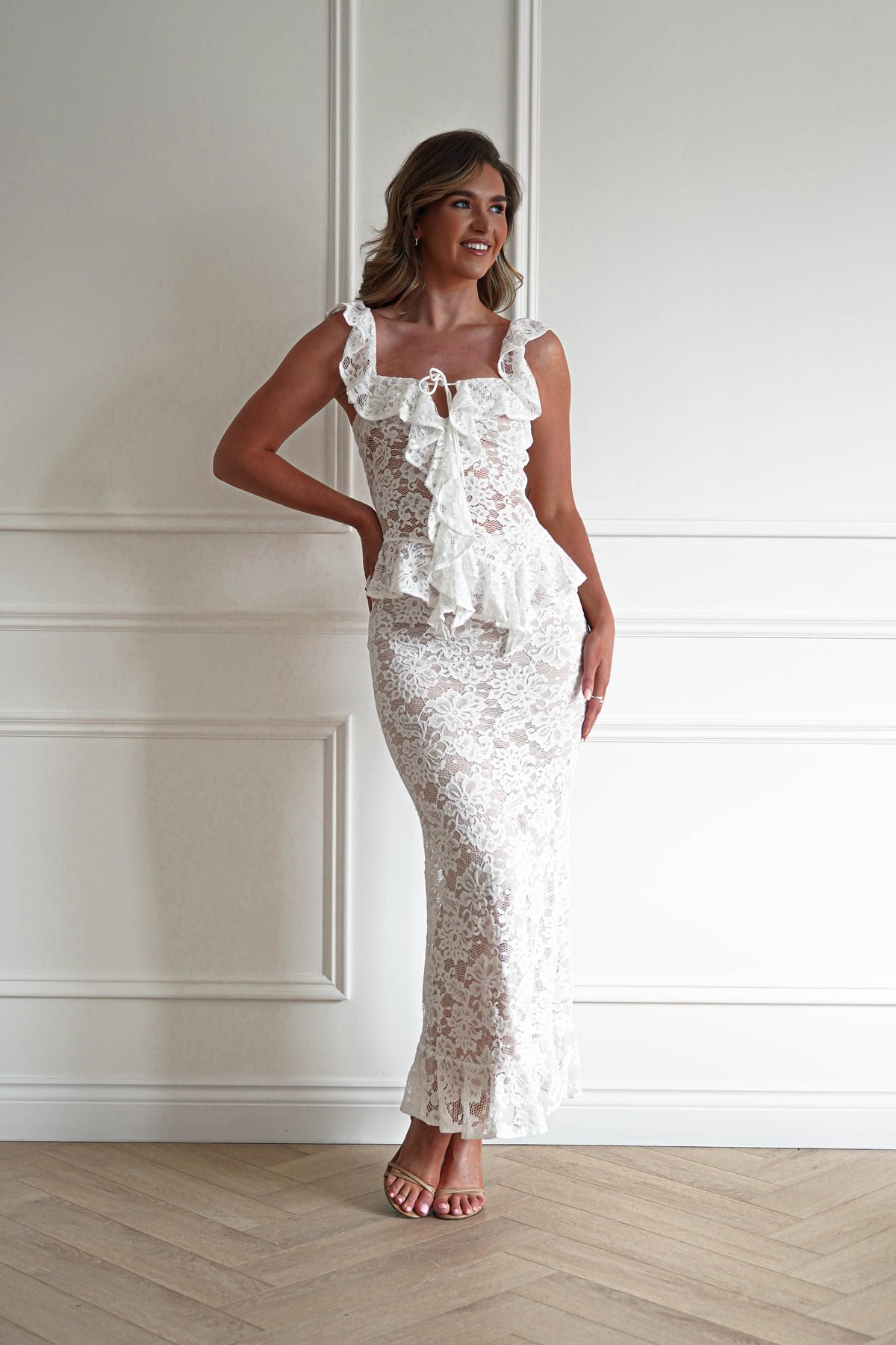 Hailey Lace Top and Skirt Set | Ivory/Nude/White-Oh Hello Clothing