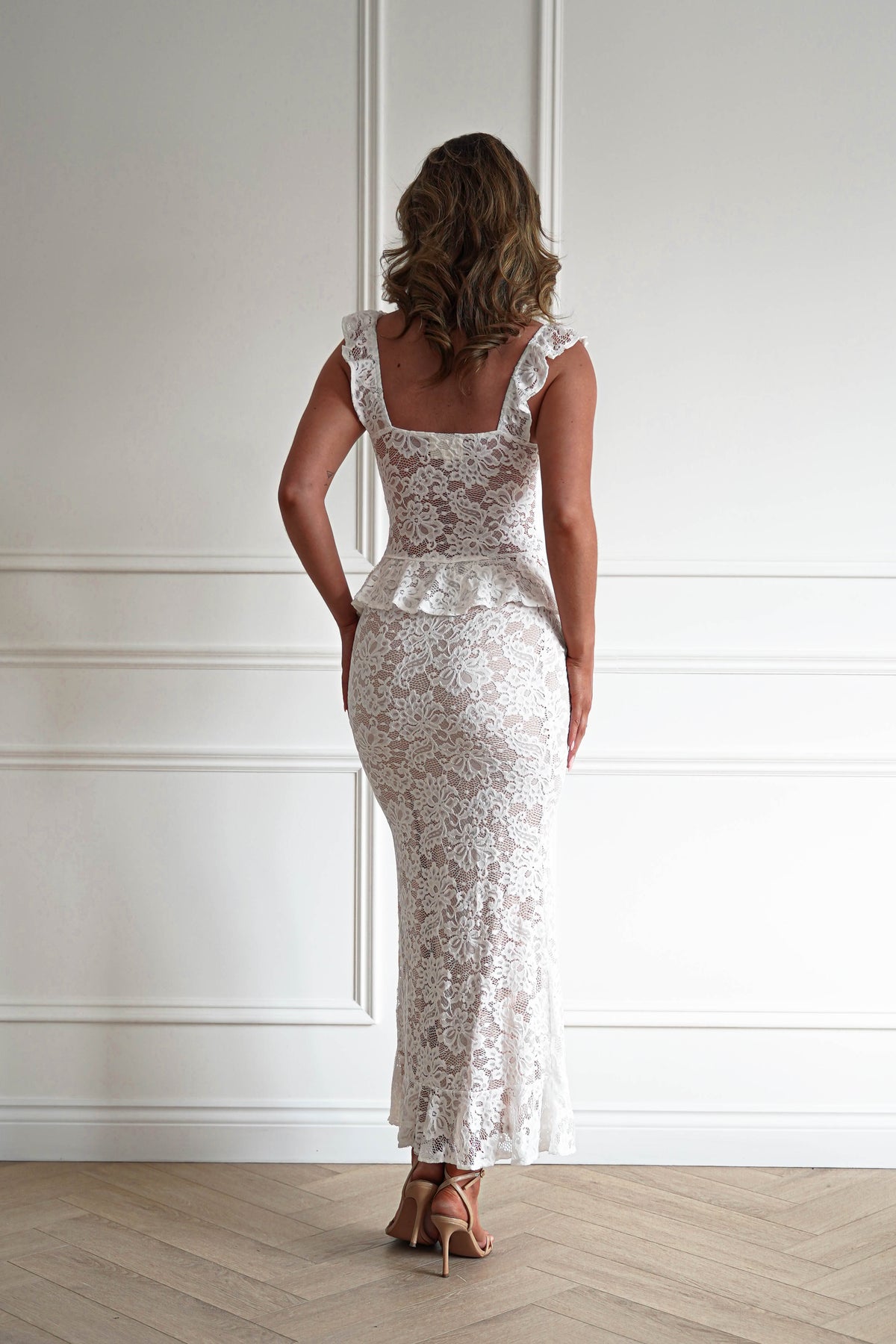 Hailey Lace Top and Skirt Set | Ivory/Nude/White-Oh Hello Clothing